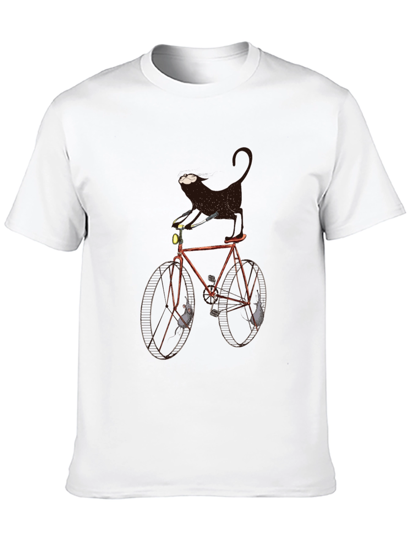 Black Cat on Bike Graphic Tee - Unique Novelty T-Shirt view 10