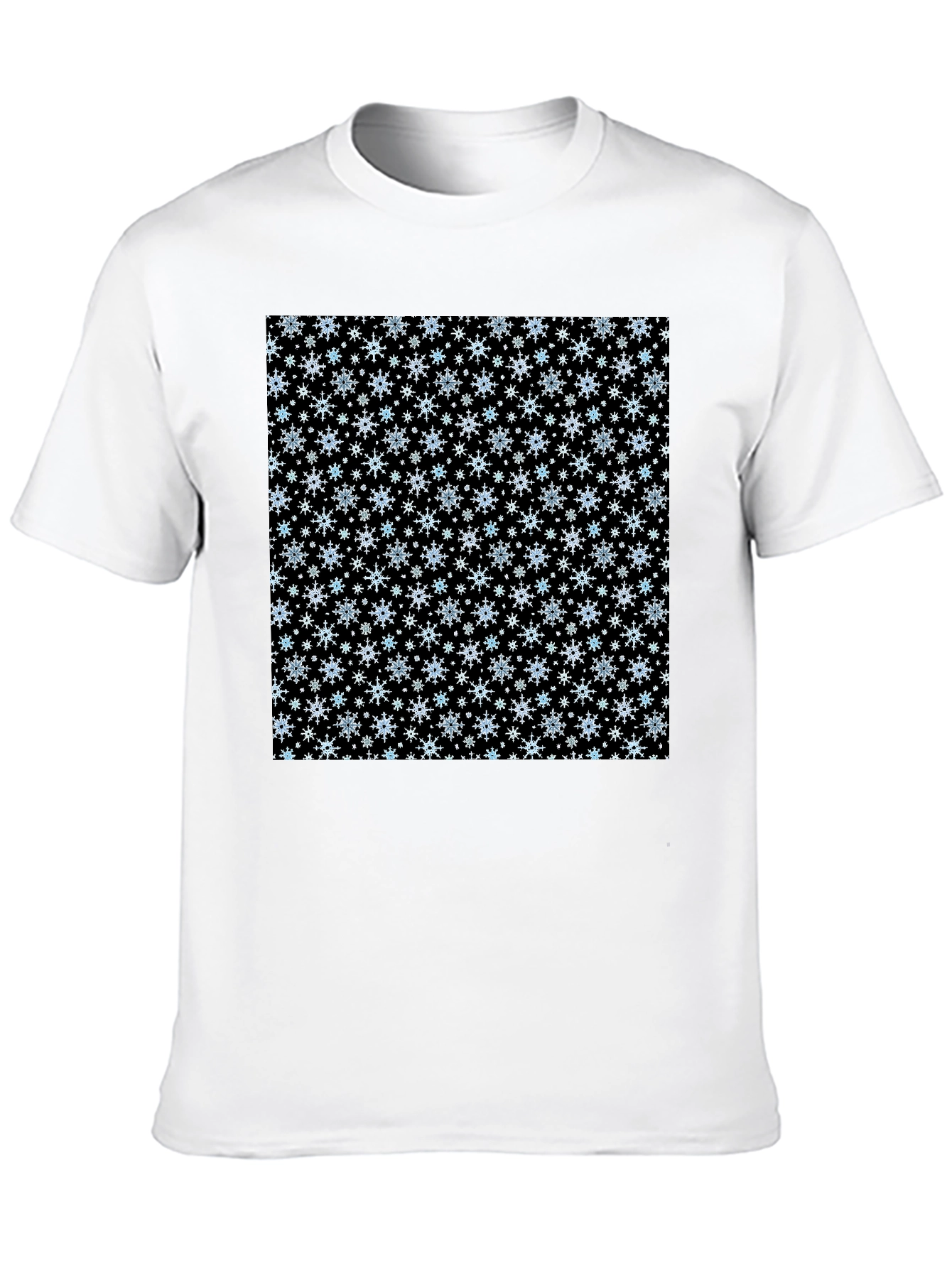 Black Snowflake Pattern Black T-Shirt view 10