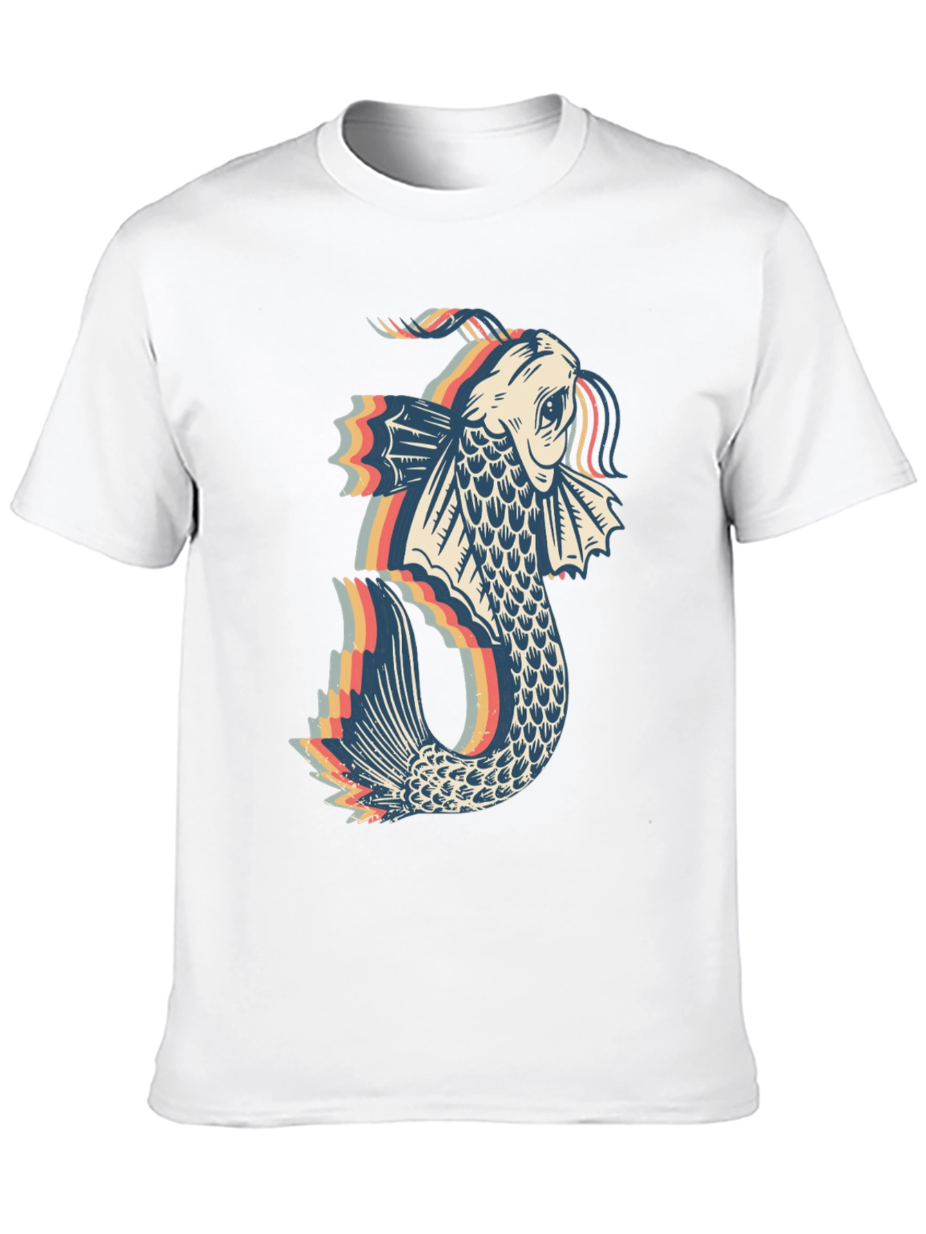 Black Retro Koi Fish Graphic Tee - Black Cotton Blend view 10