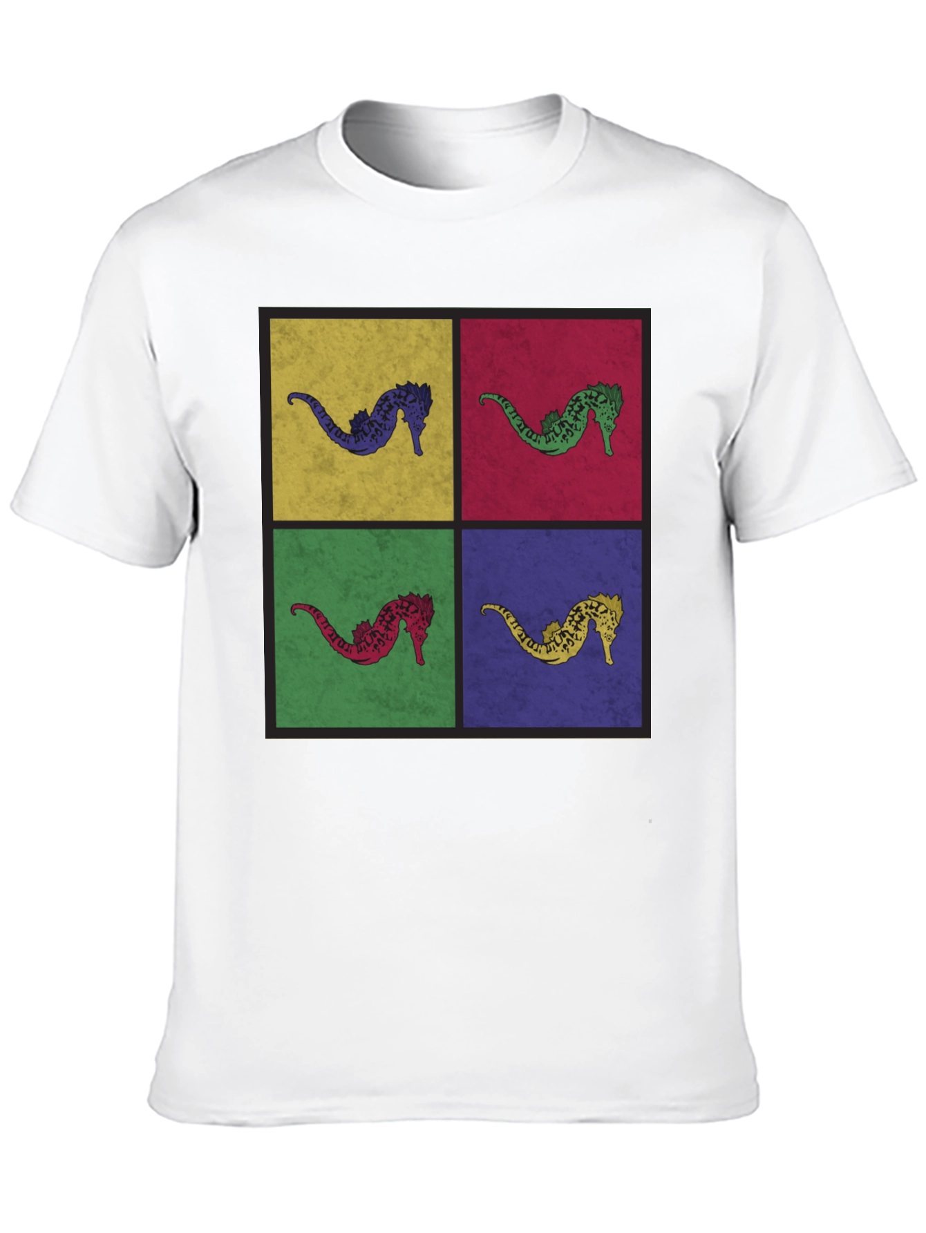 Black Pop Art Seahorse Graphic T-Shirt - Black view 10