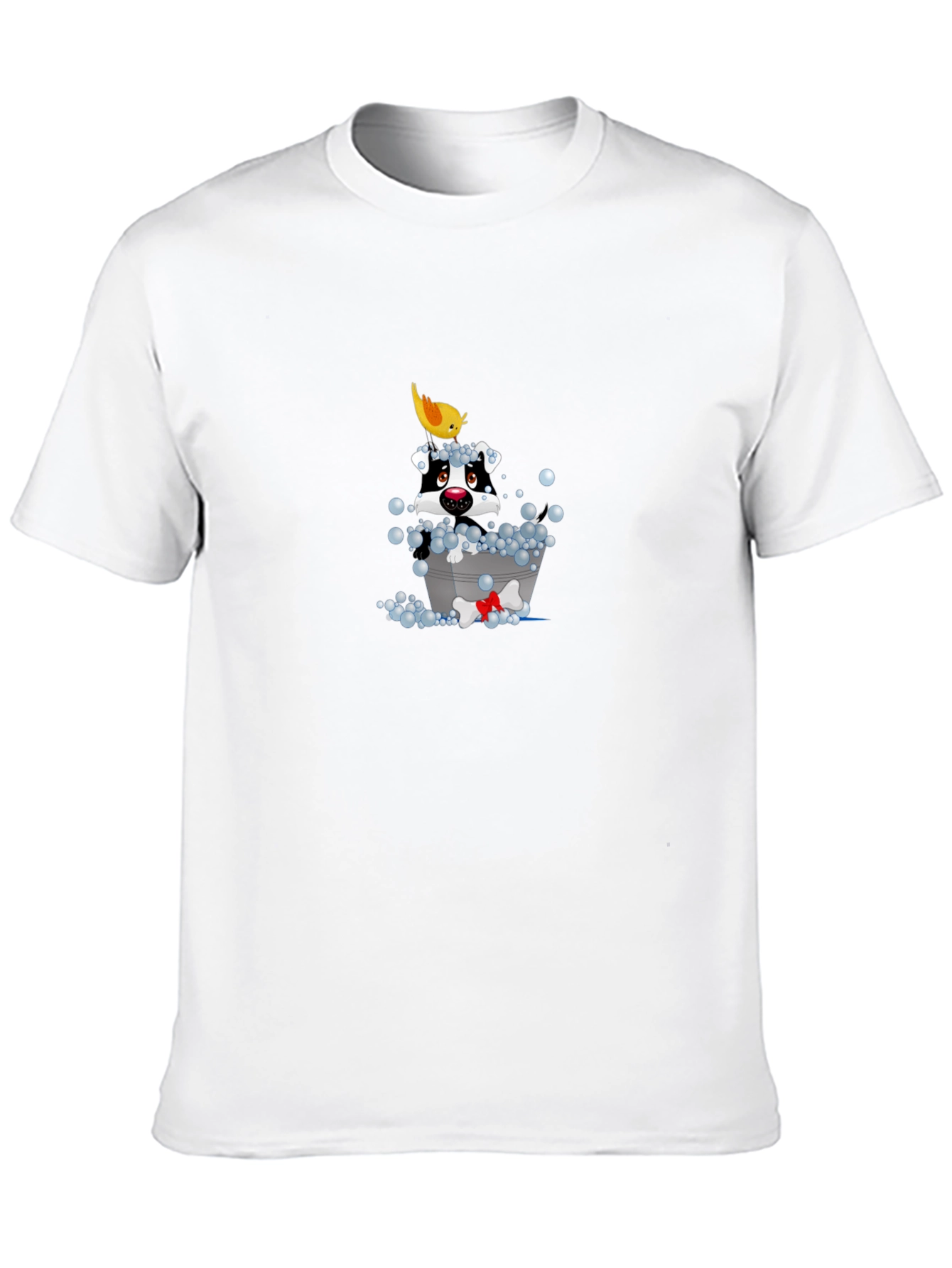 Black Dog in Tub Cartoon T-Shirt - Fun & Unique Design view 10