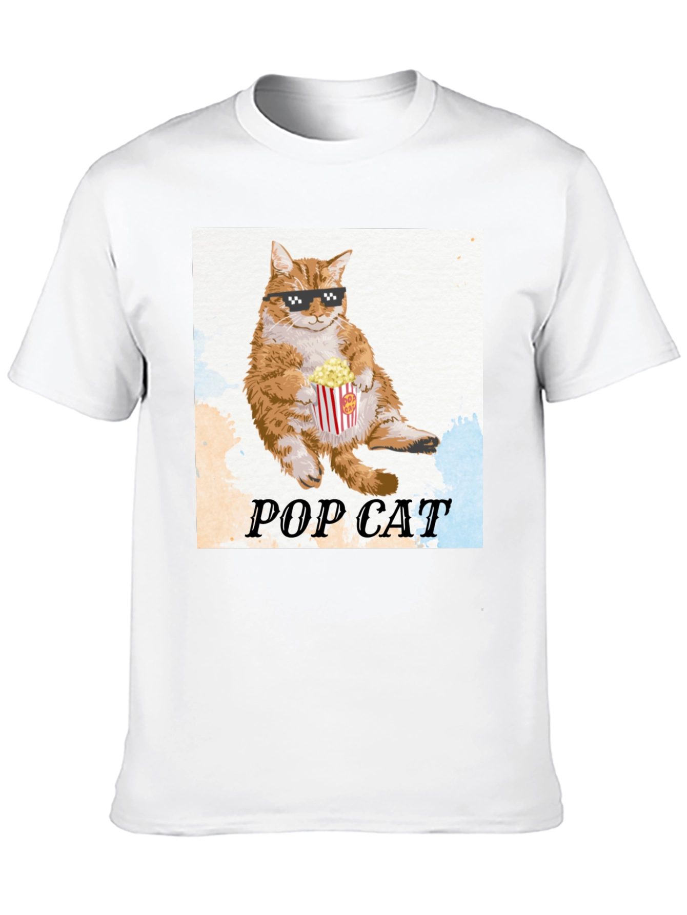 Black Pop Cat T-Shirt: Cool Cat with Popcorn view 10
