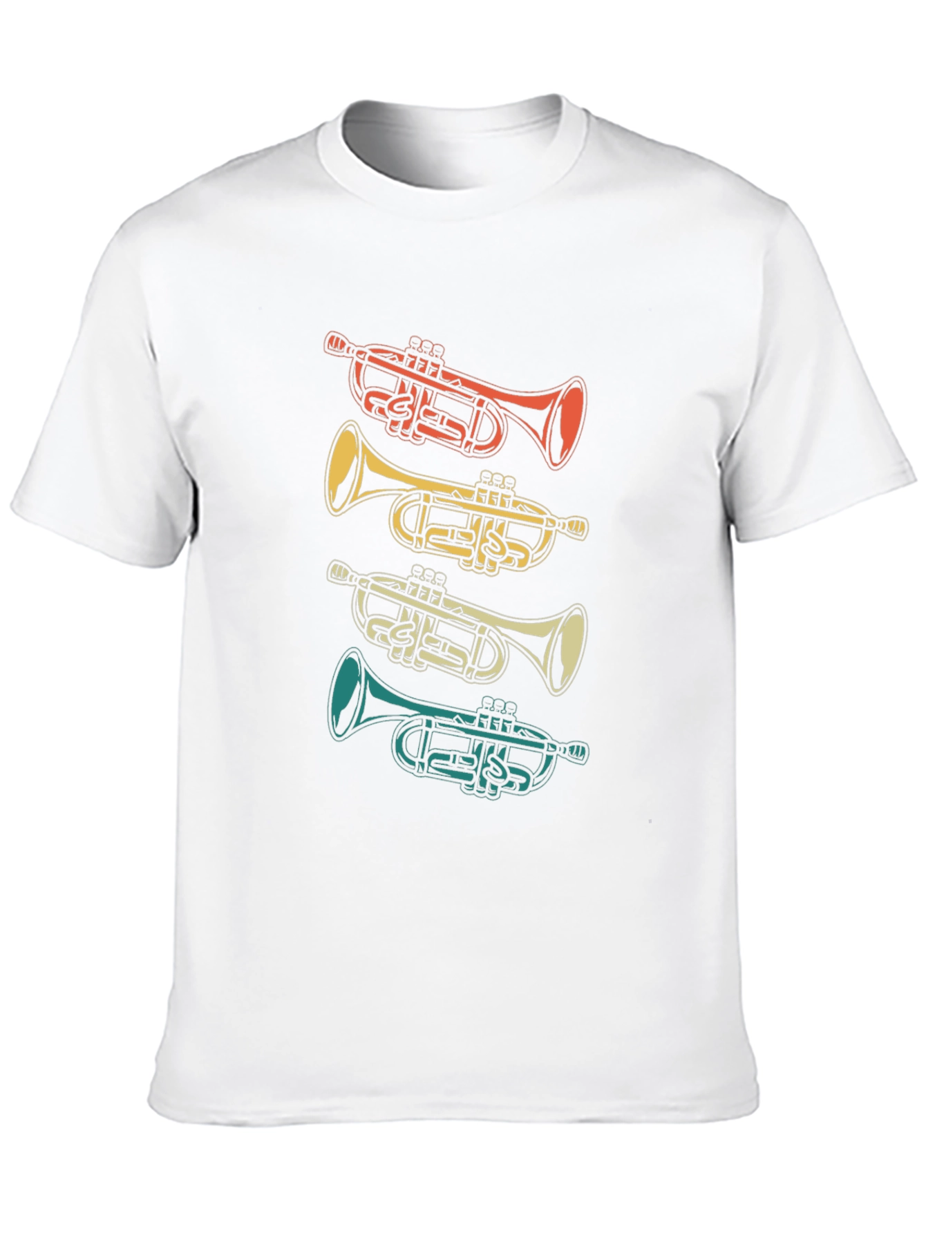 Black Retro Trumpet Graphic Tee - Black Cotton T-Shirt view 10