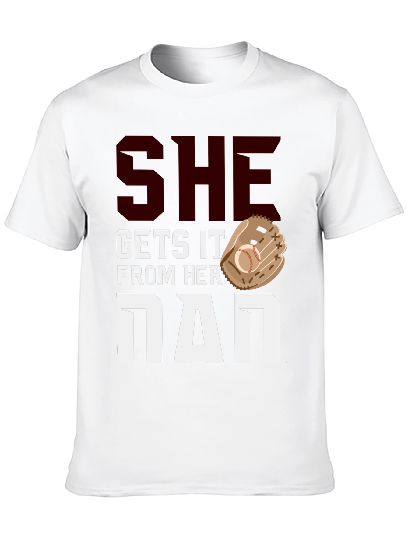 Black She Gets It From Her Dad Baseball T-Shirt view 10