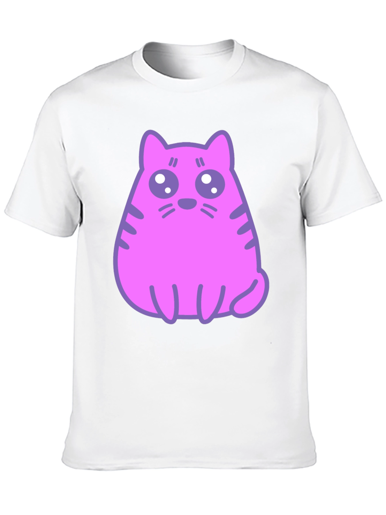 Black Cute Pink Cat Graphic T-Shirt - Black Cotton Blend Tee view 10