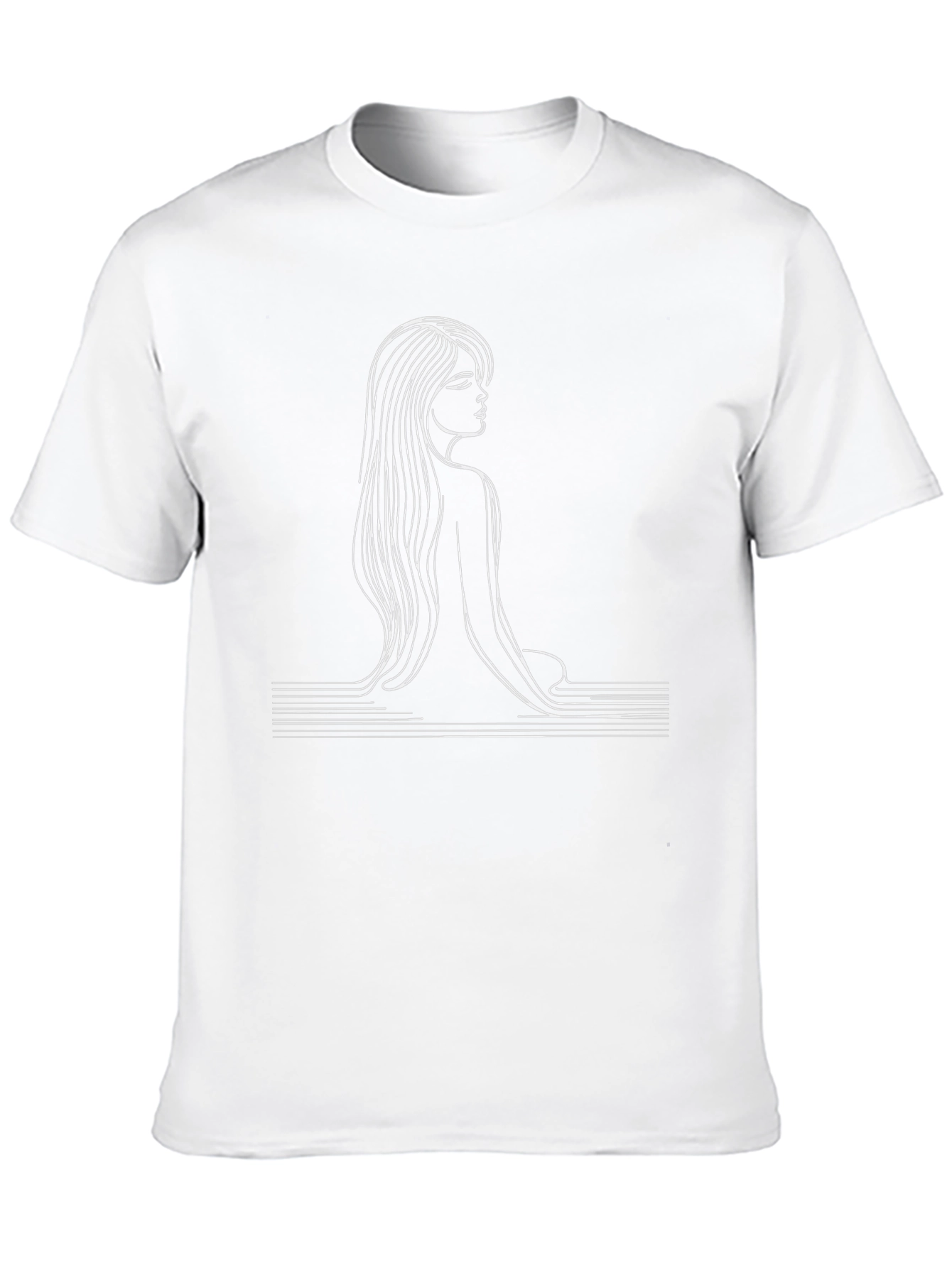 Black Minimalist Line Art Woman Graphic Tee - Black view 10