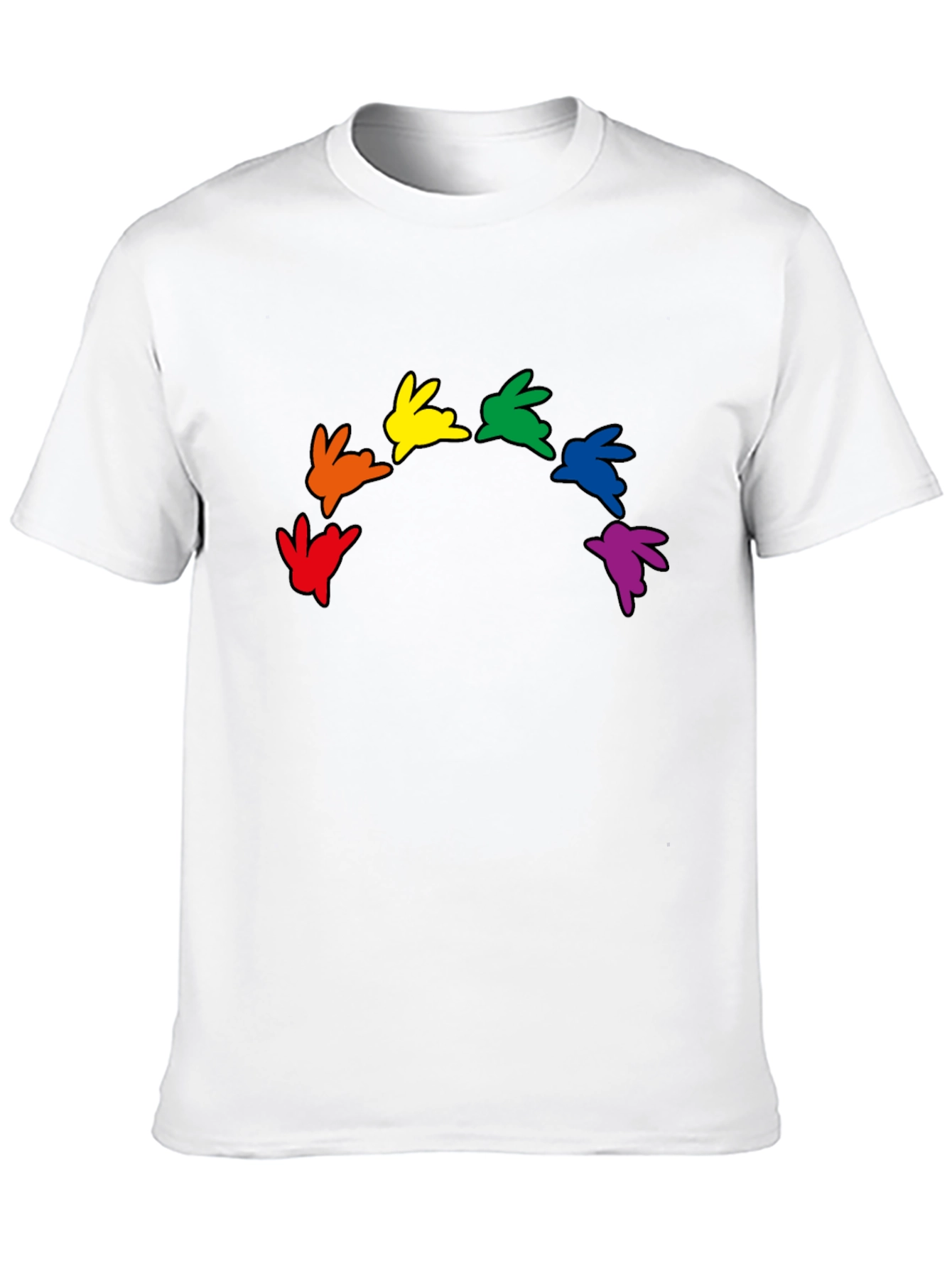 Black Rainbow Bunny Graphic Black T-Shirt view 10
