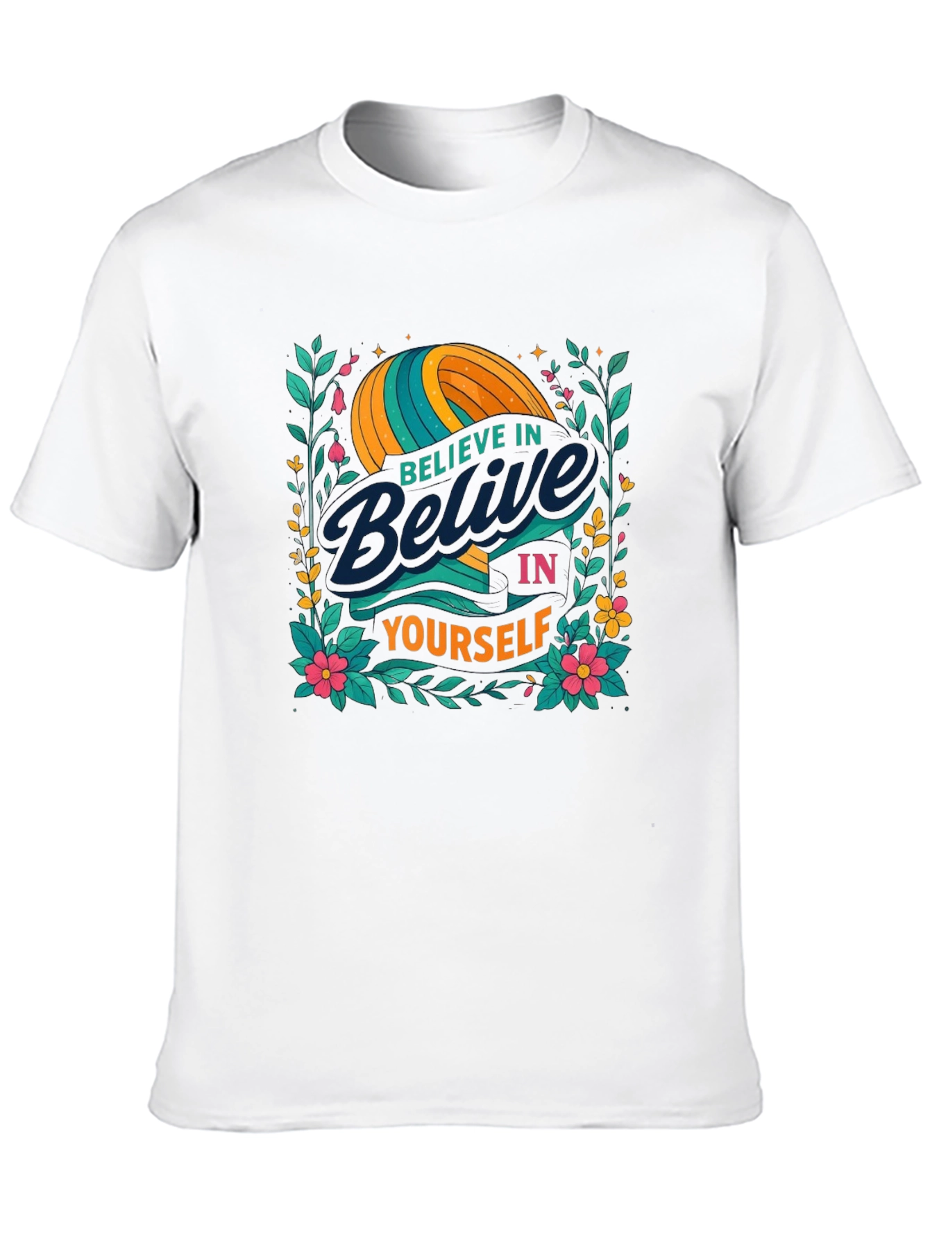 Black Believe In Yourself Graphic T-Shirt view 10