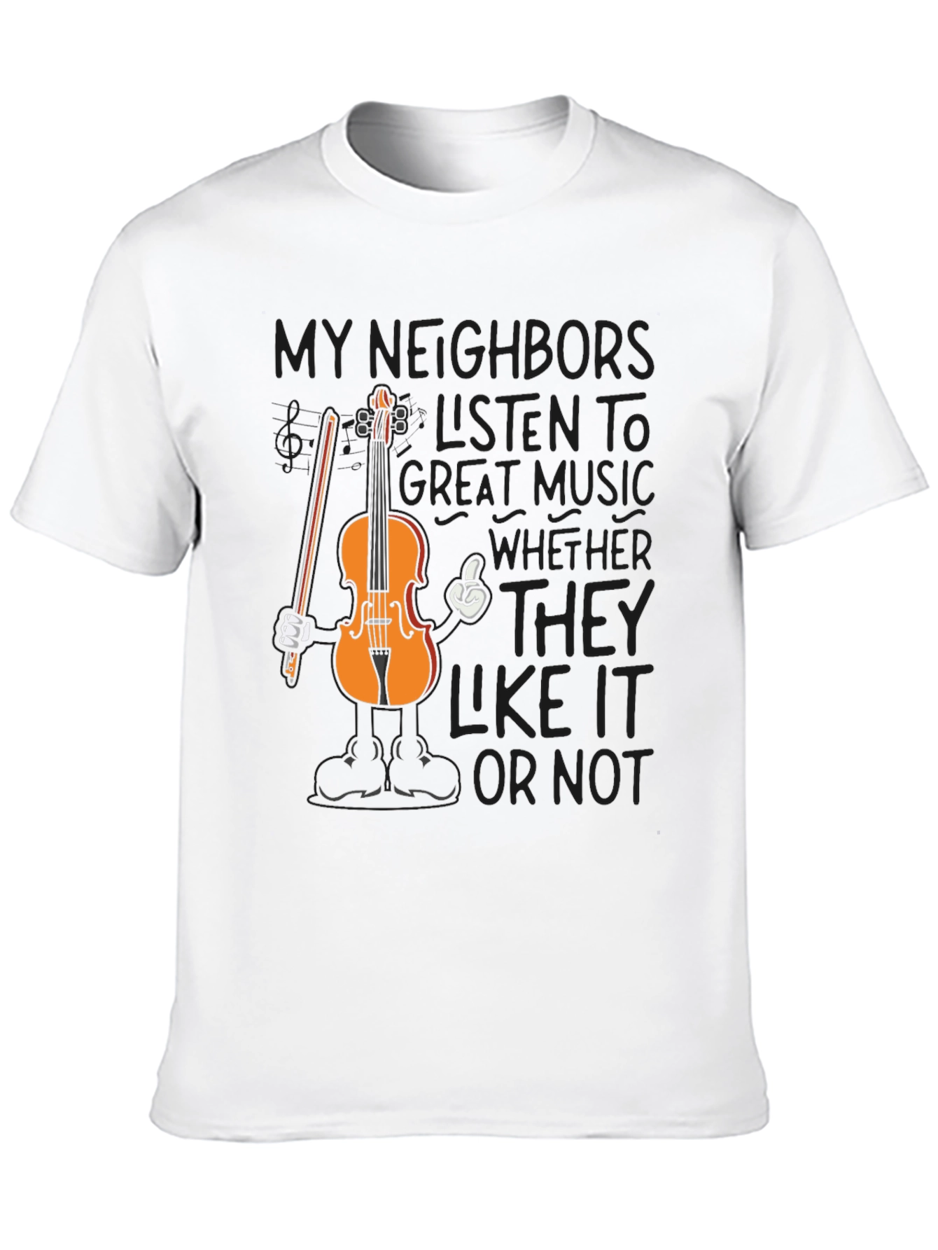 Black Funny Music T-Shirt - My Neighbors Listen To Great Music view 10