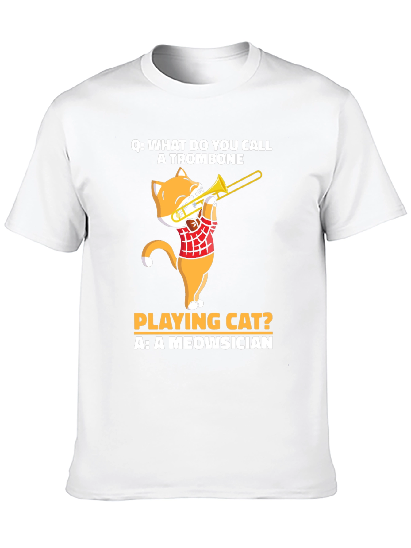 Black Meowsician Trombone Cat T-Shirt view 10