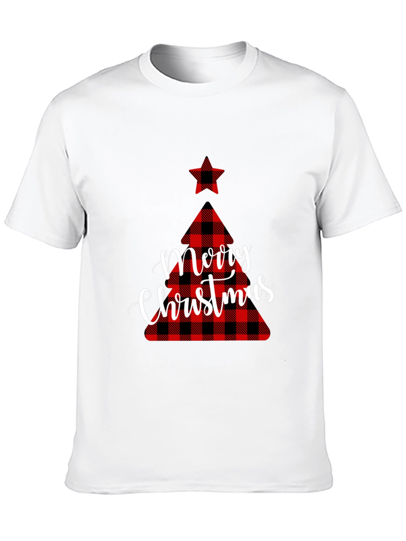 Black Plaid Christmas Tree Graphic Tee view 10