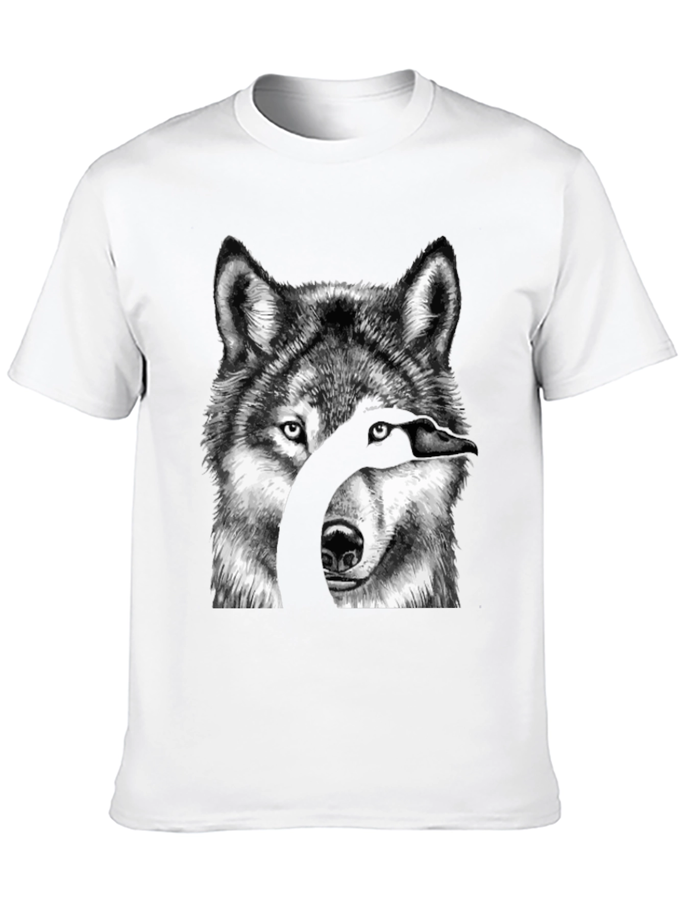 Black Wolf & Goose Graphic Print T-Shirt view 10