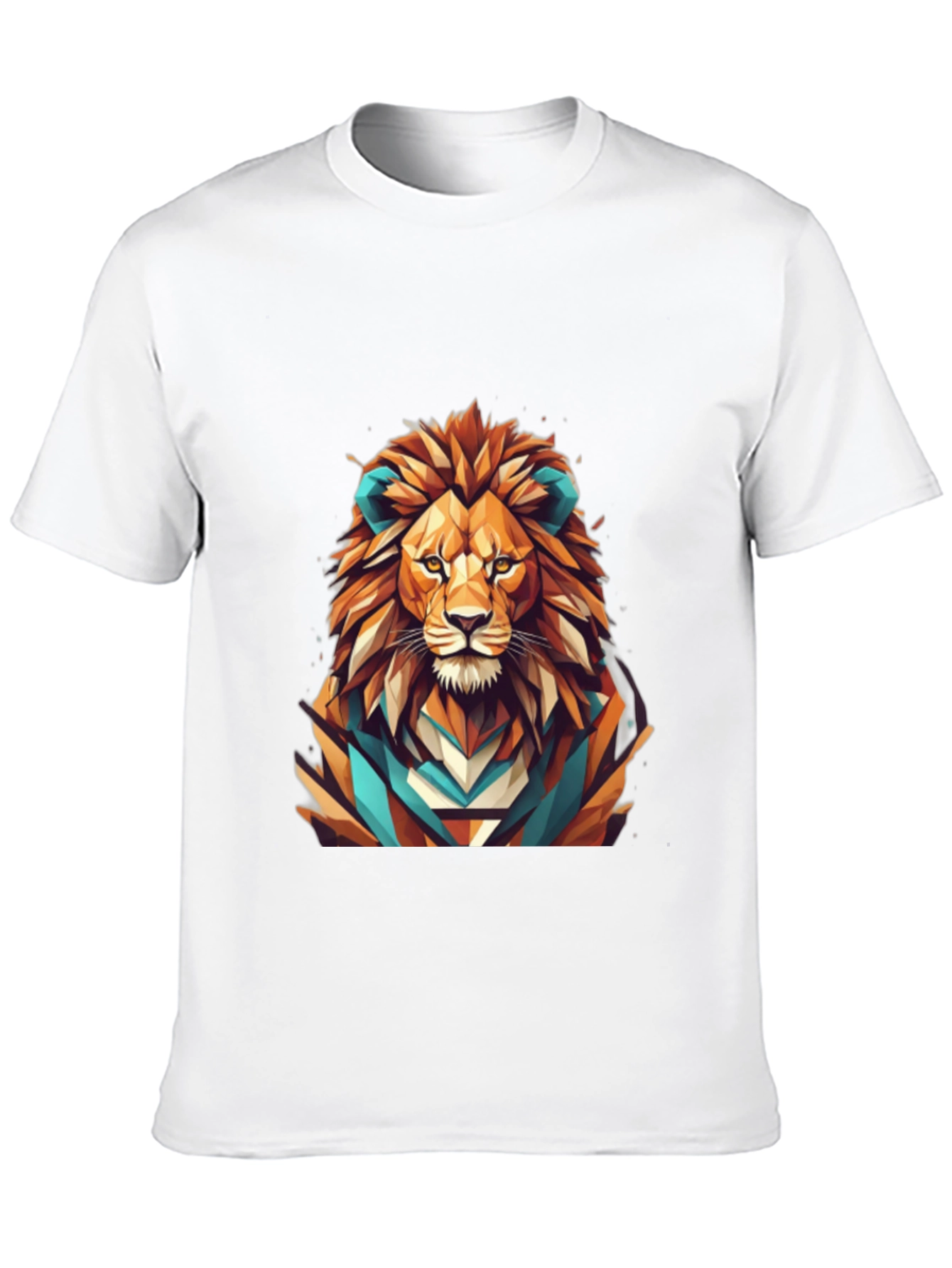 Black Geometric Lion Graphic Tee - Men's Black T-Shirt view 10