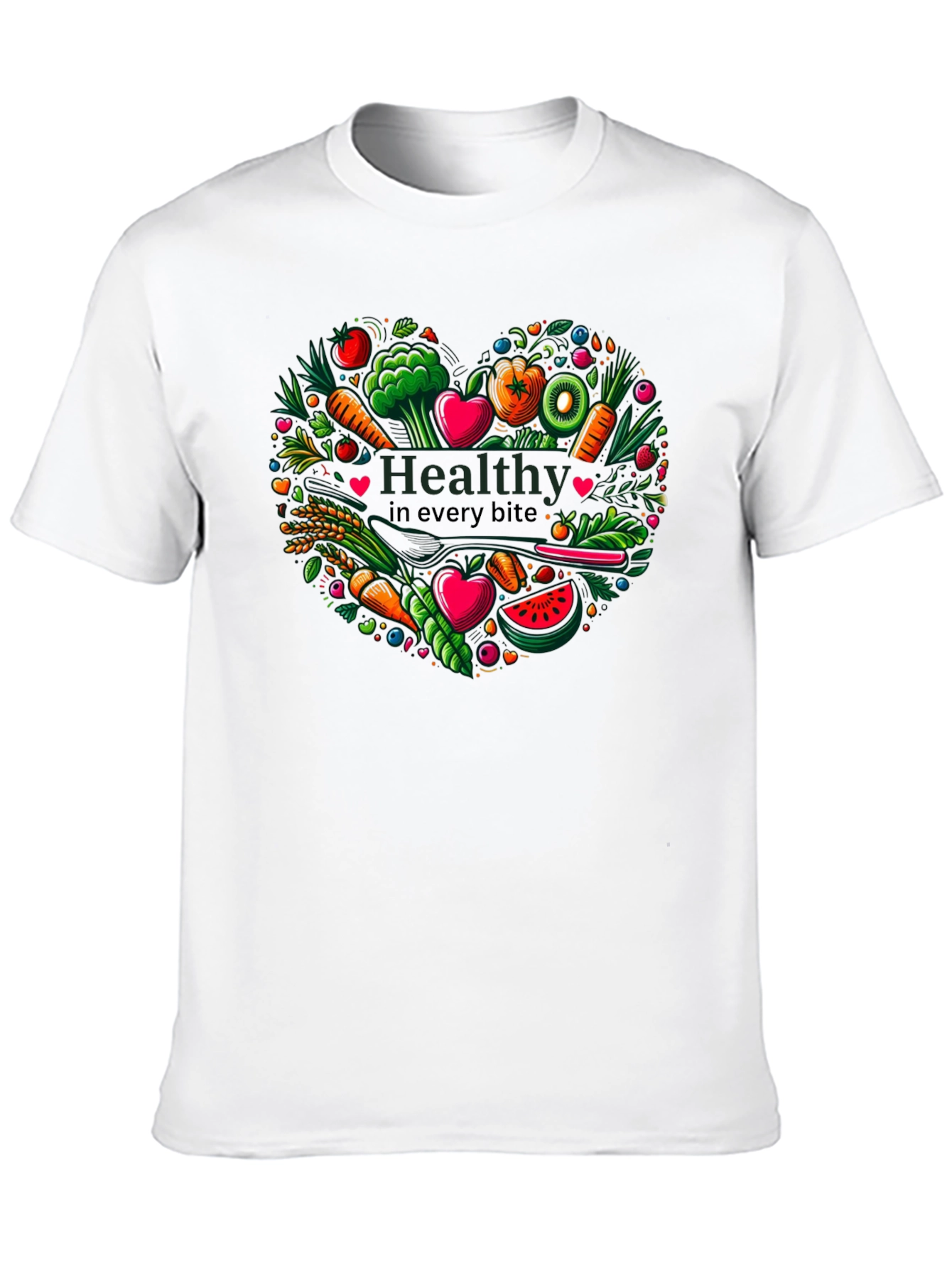 Black Healthy Bites Heart Graphic T-Shirt view 10