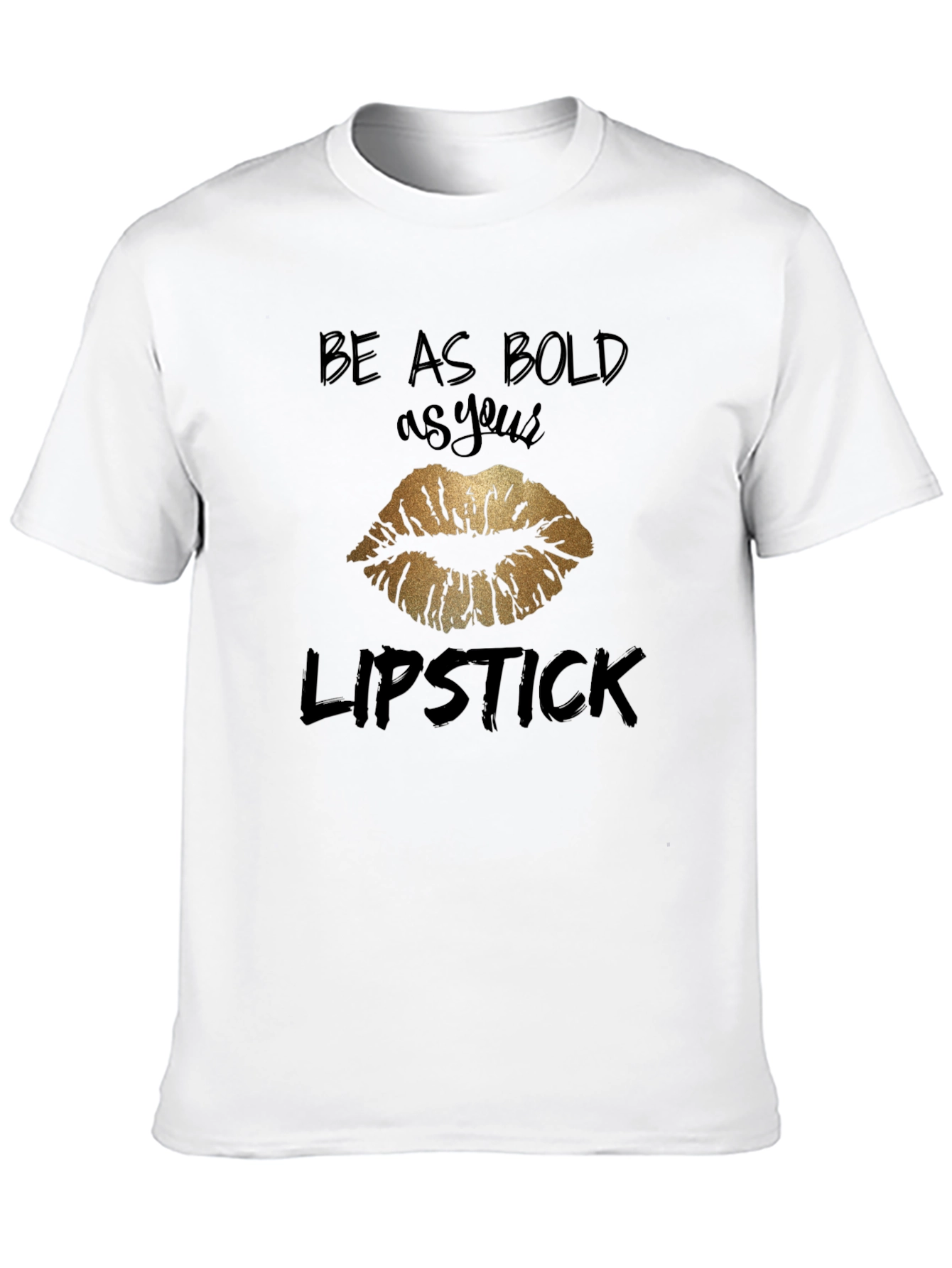 Black Bold Lipstick T-Shirt - Gold Lips Graphic Tee view 10