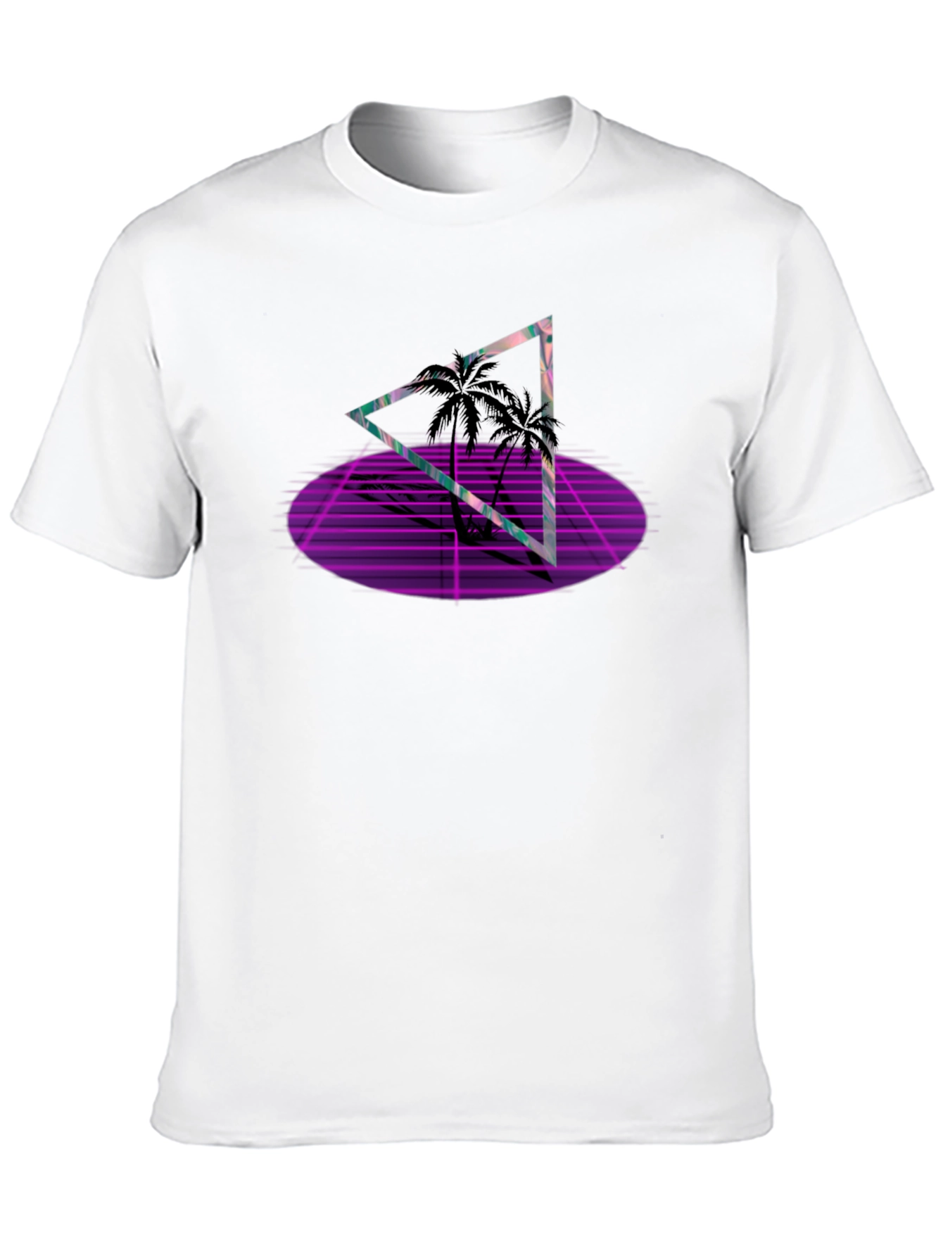 Black Retro Palm Triangle Black T-Shirt view 10