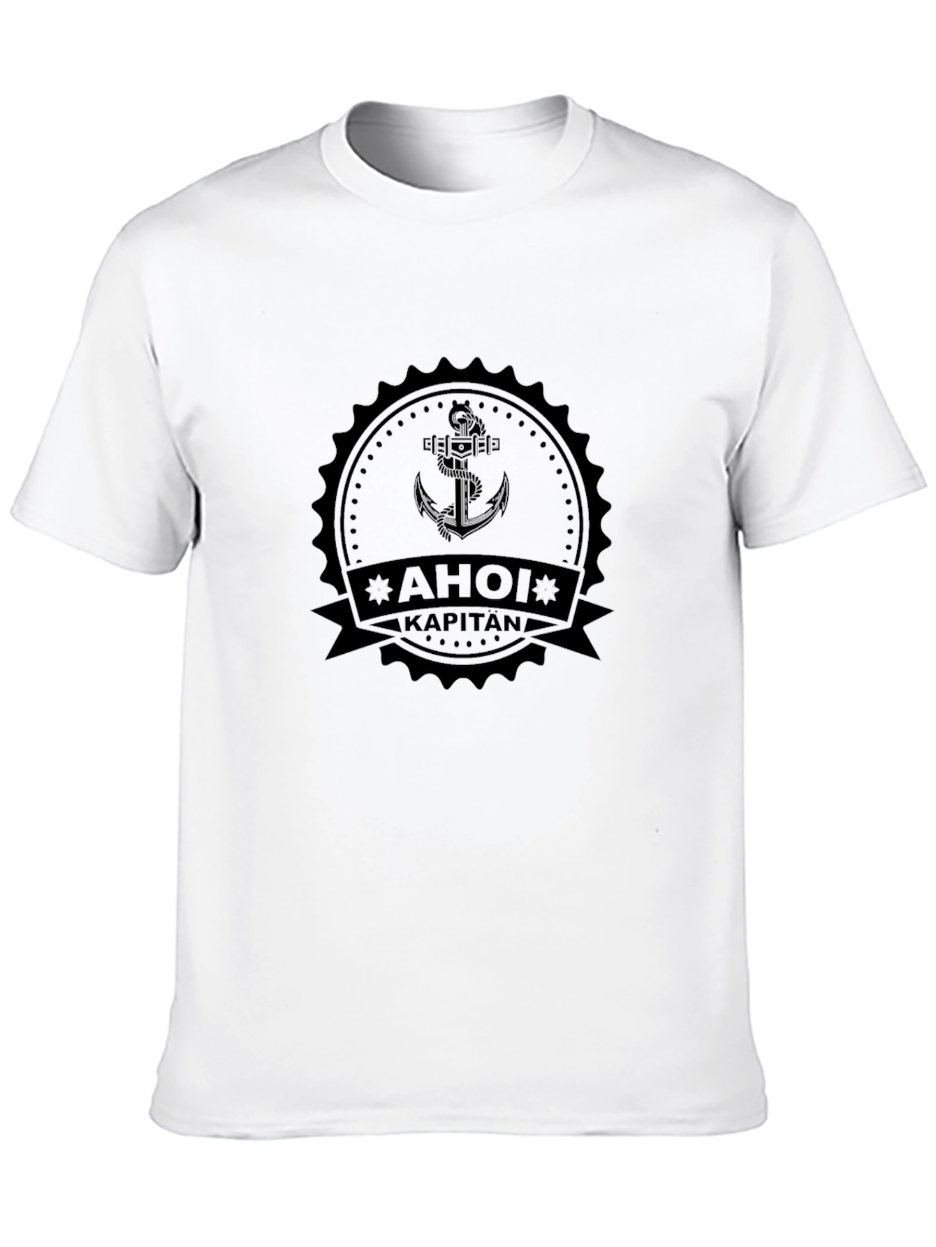 Black AHOI KAPITAN Black T-Shirt | Anchor Design view 10