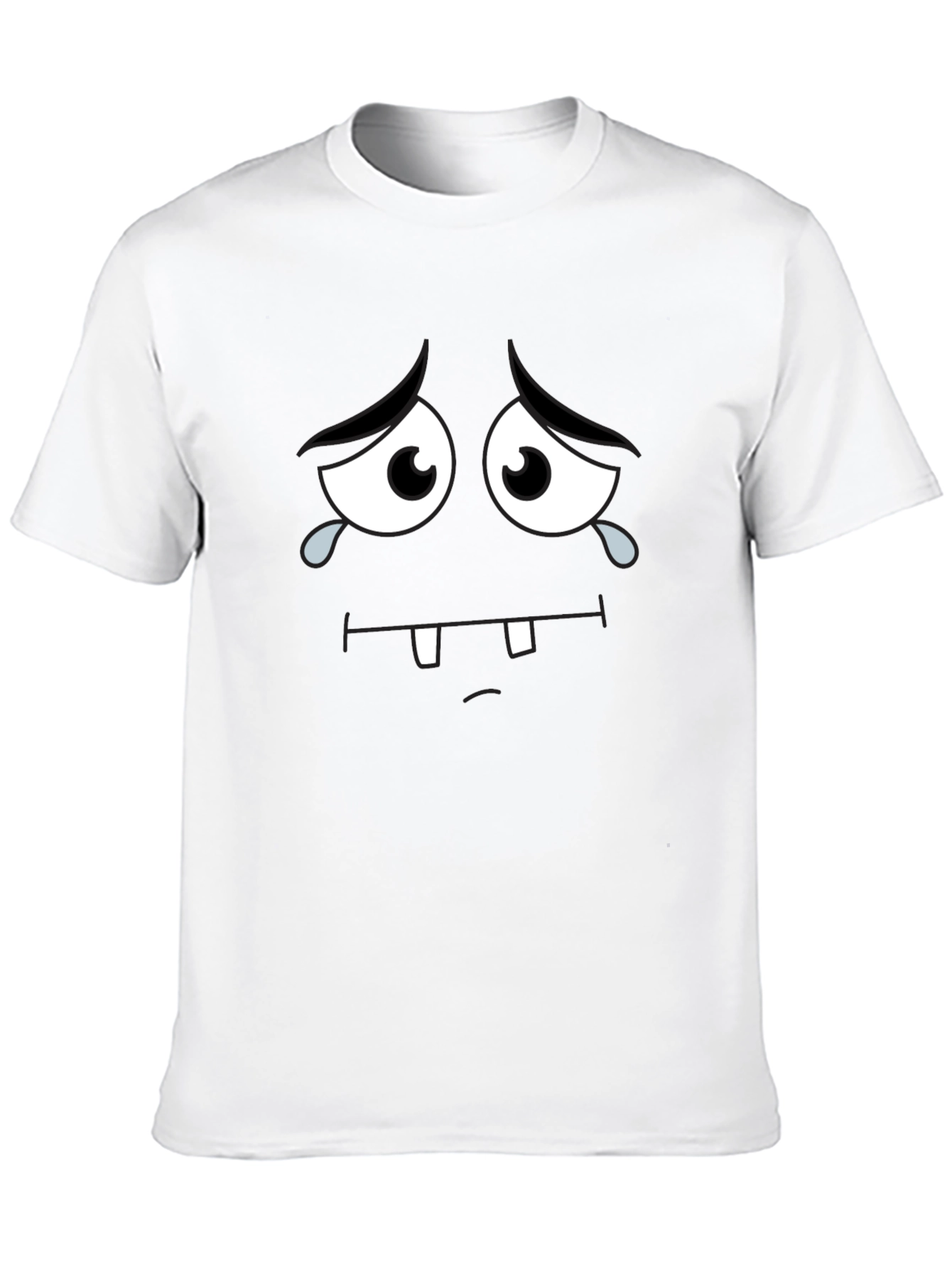 Black Sad Cartoon Face Black T-Shirt view 10