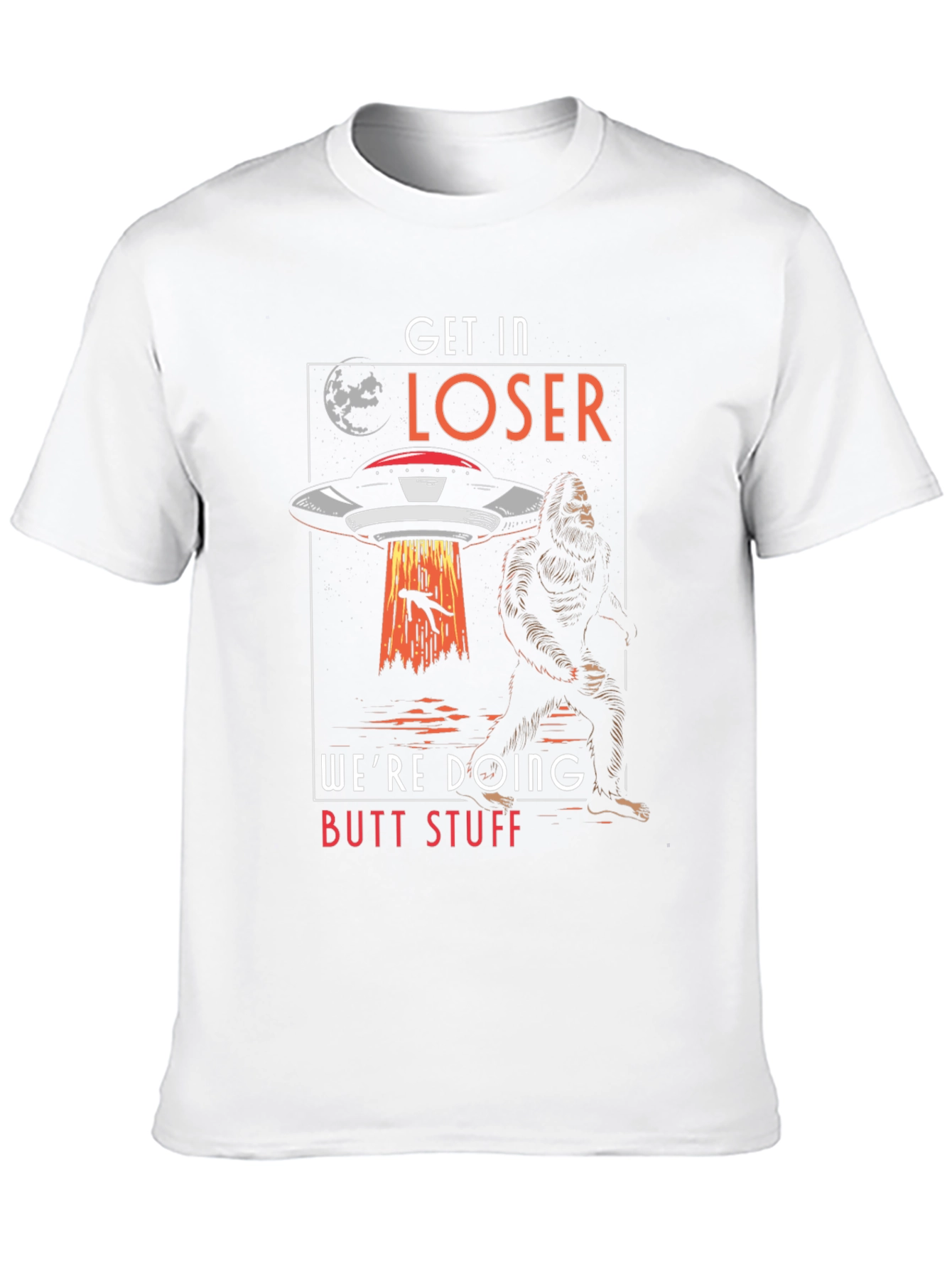 Black Get In Loser Bigfoot UFO T-Shirt view 10