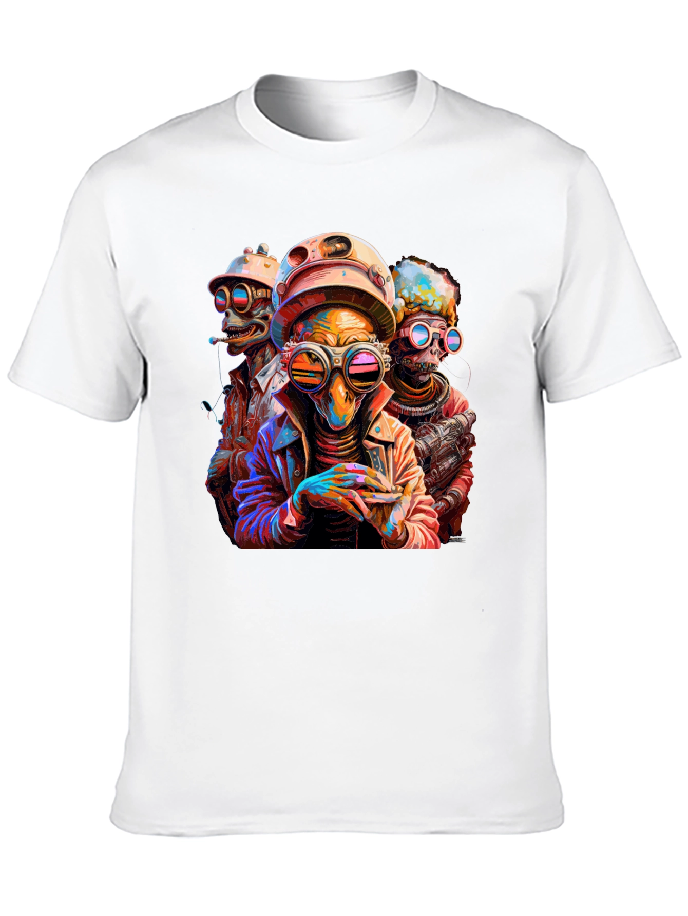 Black Steampunk Alien Trio Graphic Tee view 10