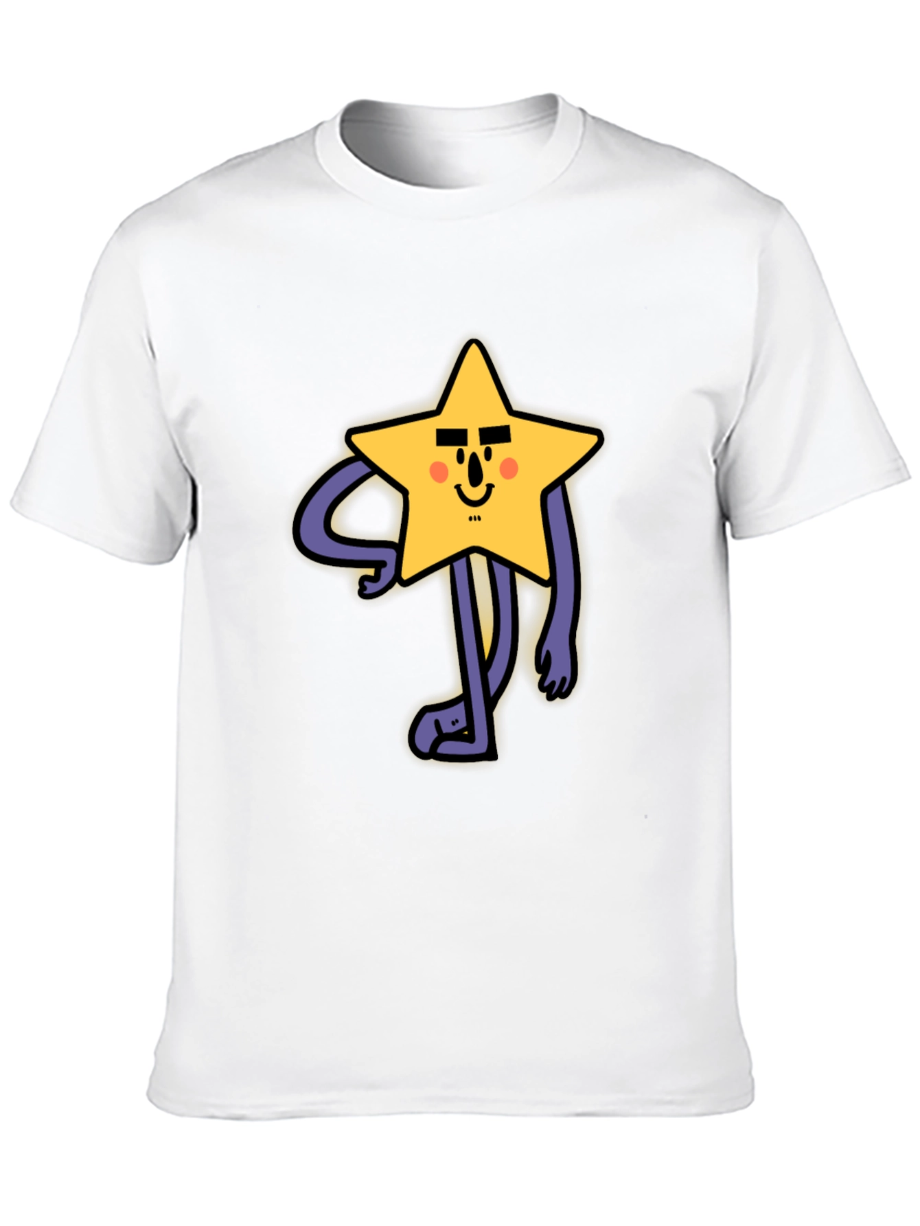 Black Funny Star Character Graphic Print Black T-Shirt view 10