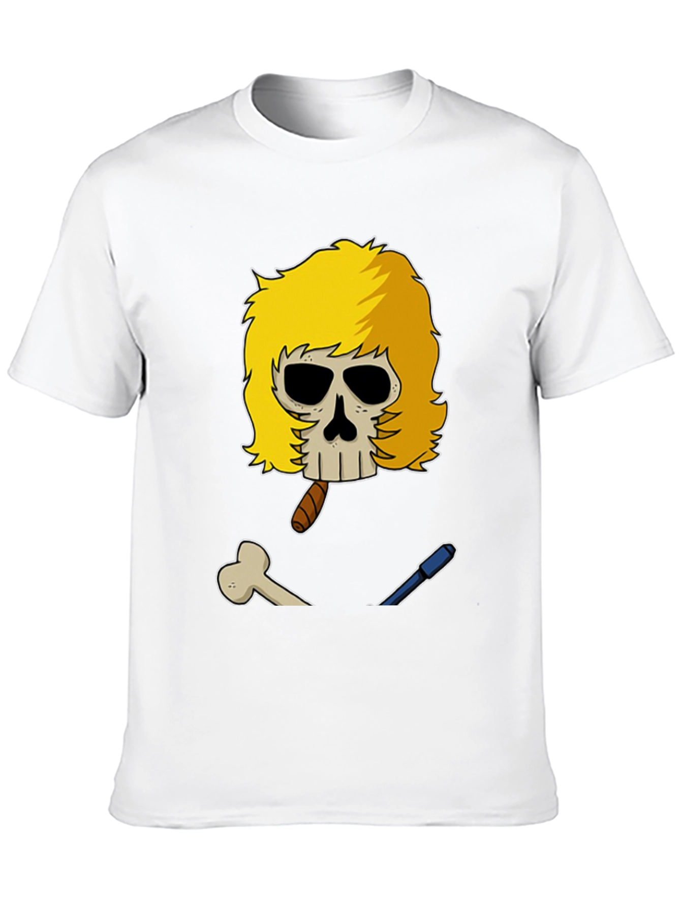 Black Skull with Blonde Wig T-Shirt view 10