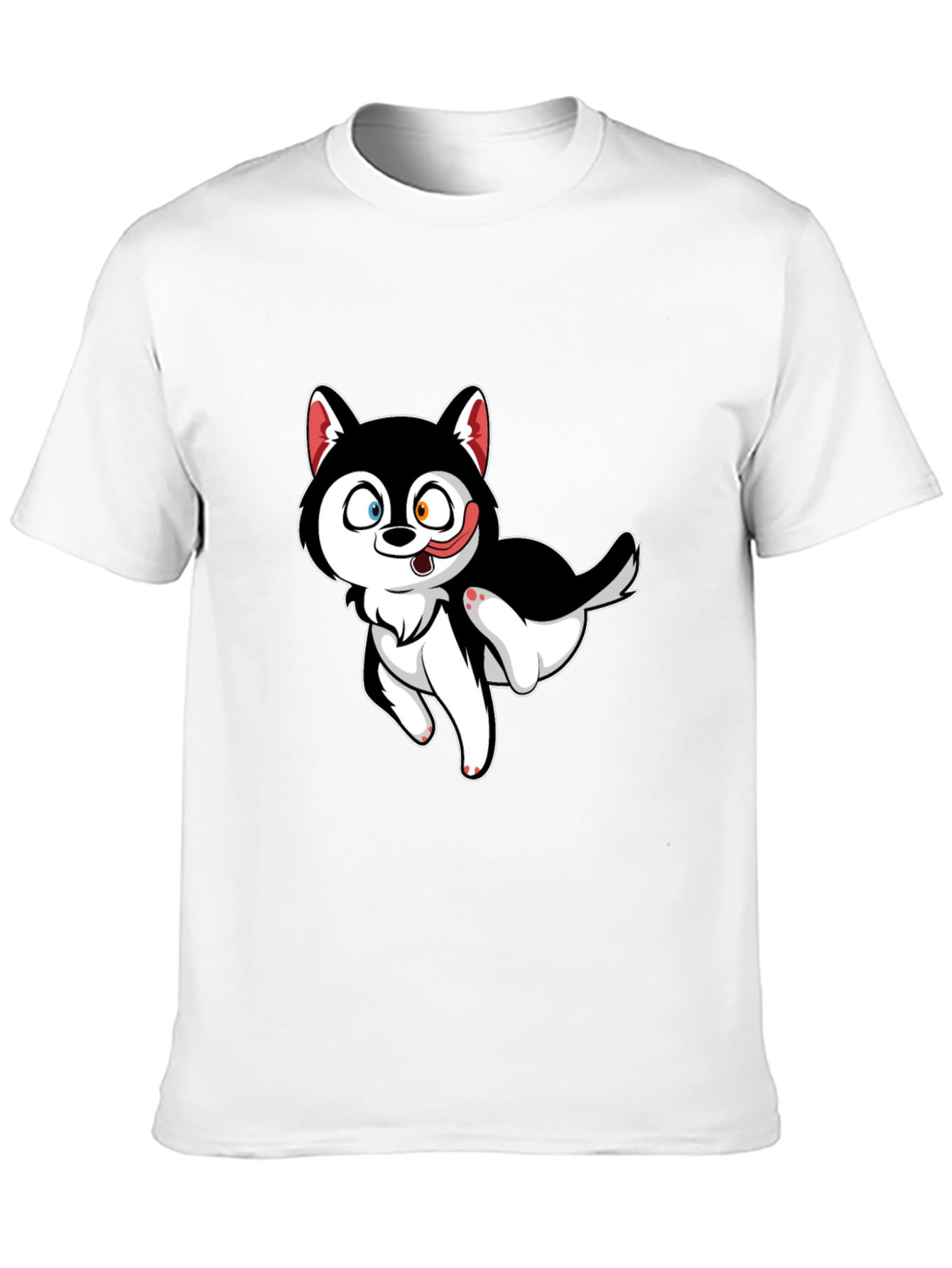 Black Cute Cartoon Husky Graphic T-Shirt - Black view 10