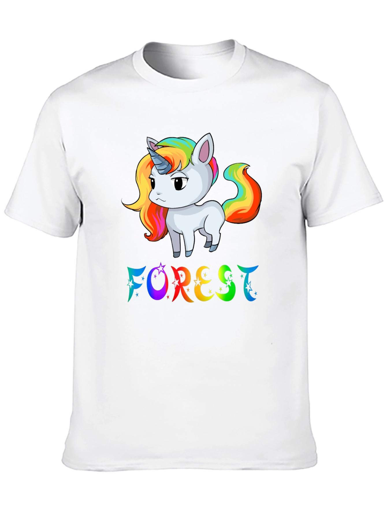 Black Rainbow Unicorn 'Forest' Graphic T-Shirt view 10