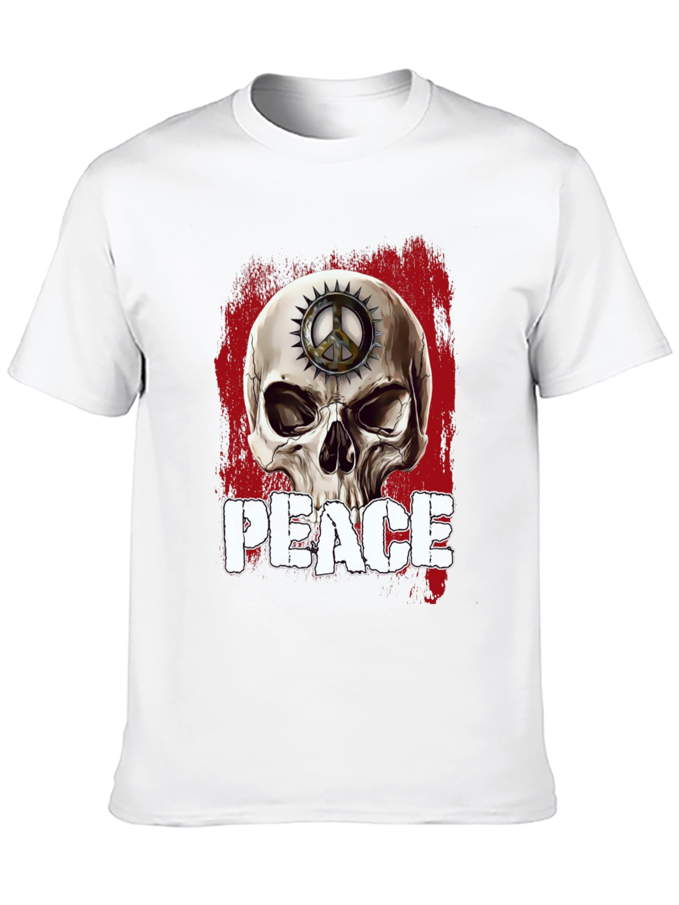Black Skull Peace Sign Graphic T-Shirt view 10
