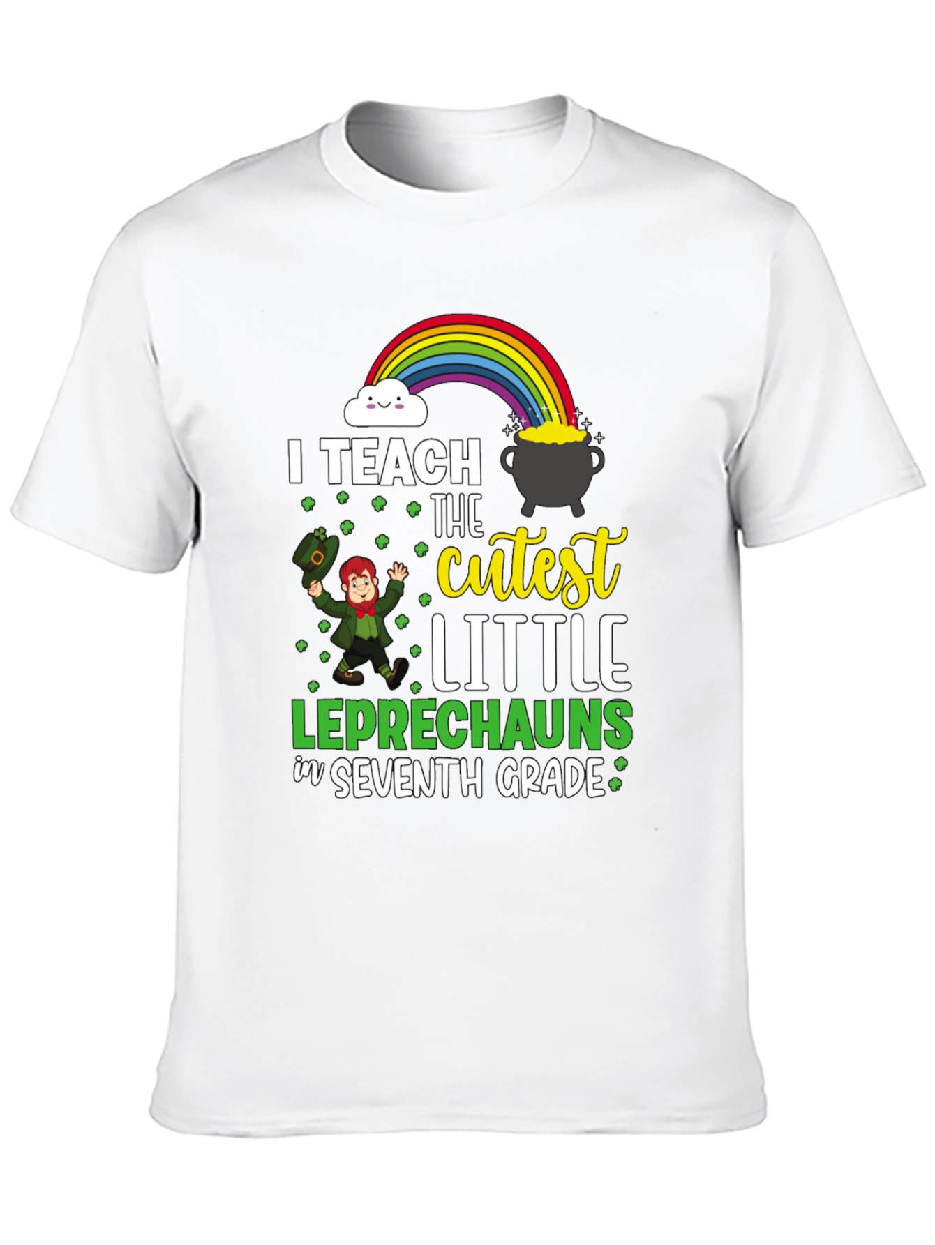 Black Cute Leprechaun Seventh Grade Teacher T-Shirt view 10