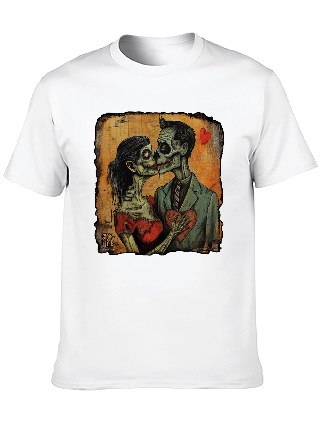 Black Zombie Love T-Shirt - Undead Romance Tee view 10