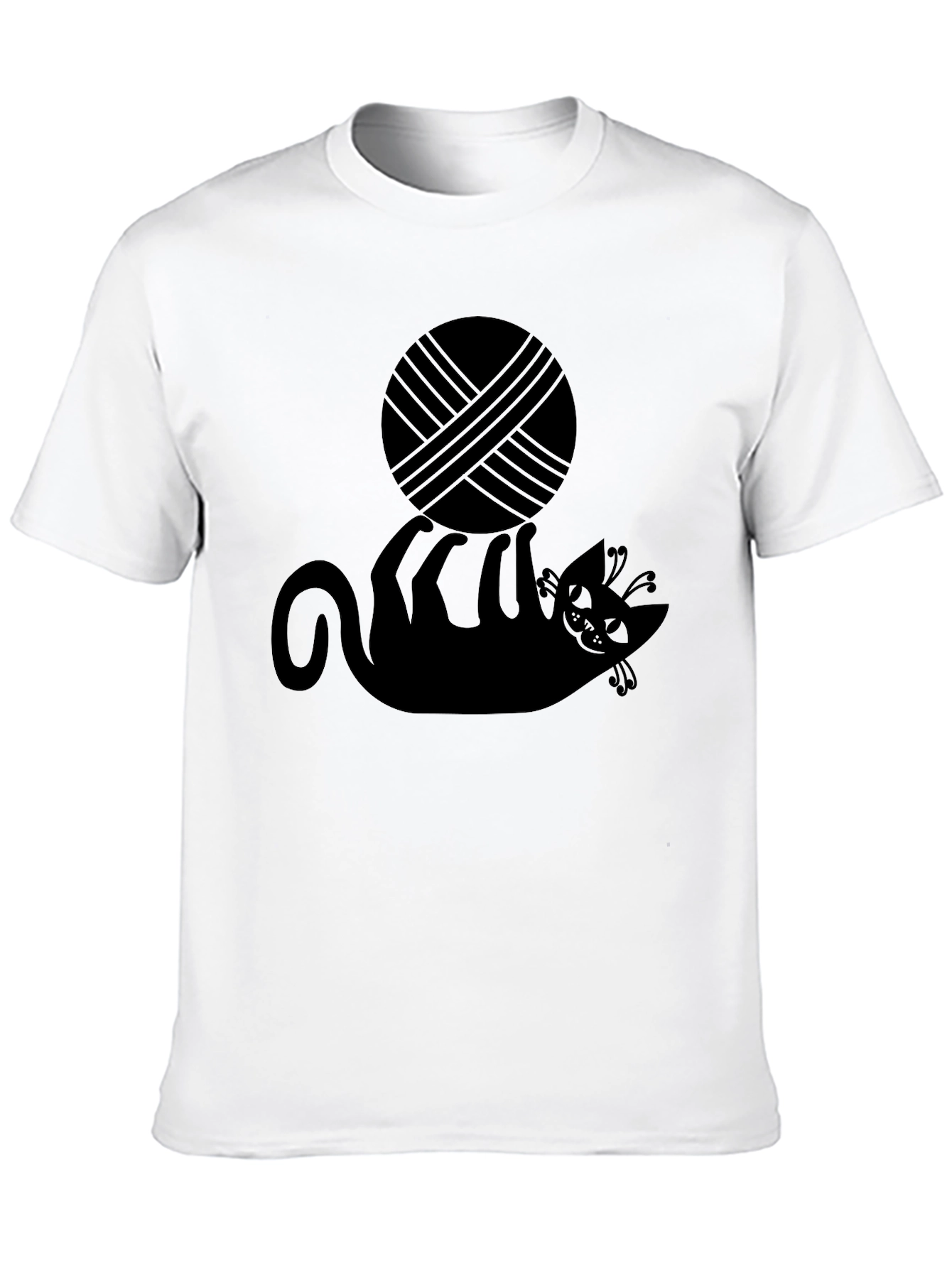 Black Cat & Yarn Ball Graphic Tee - Black T-Shirt view 10