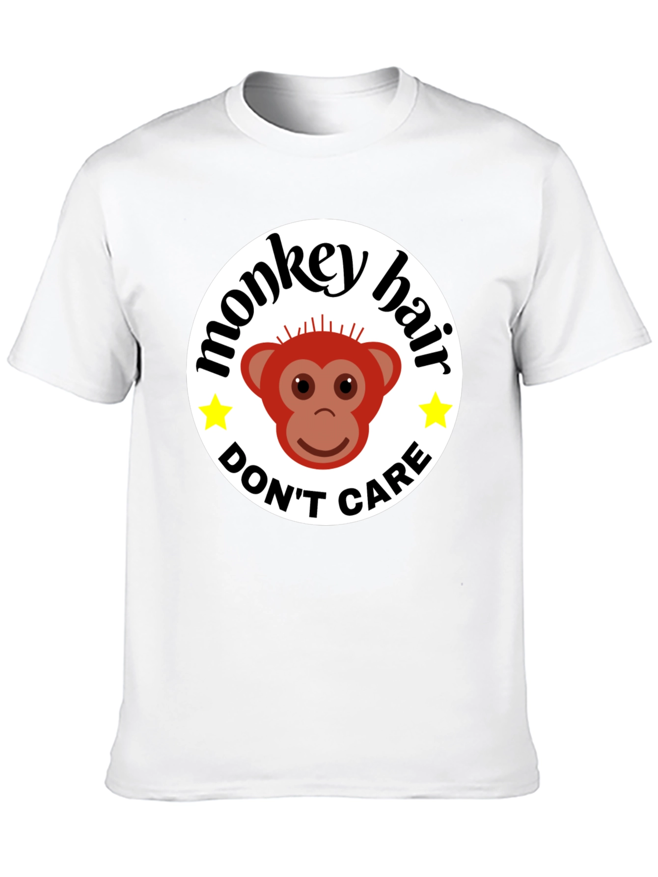 Black Monkey Hair, Don't Care! Black Graphic Tee view 10