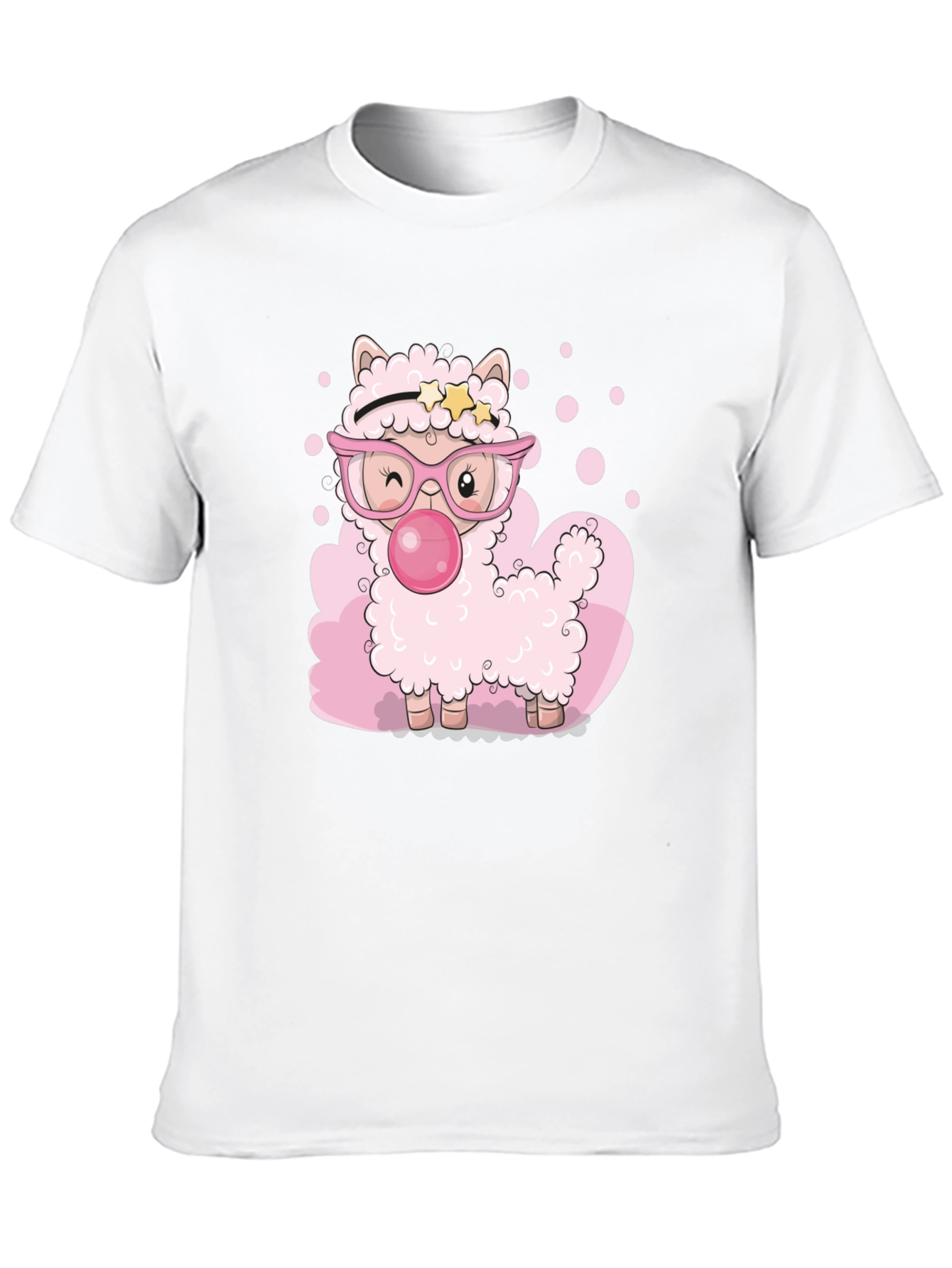 Black Cute Cartoon Llama Bubble Gum Black T-Shirt view 10