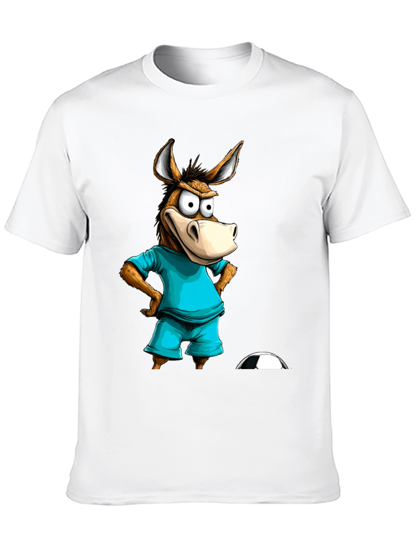 Black Funny Donkey Soccer T-Shirt - Cartoon Animal Tee view 10