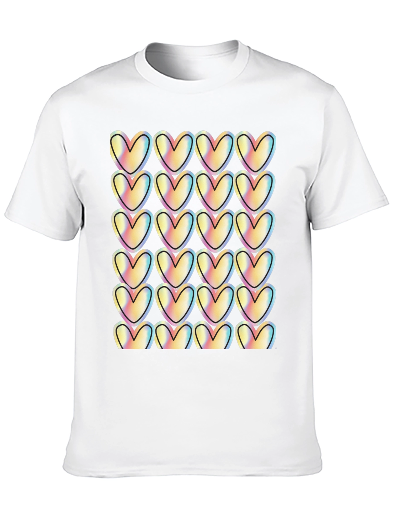 Black Heart Pattern T-Shirt - Trendy Casual Wear view 10