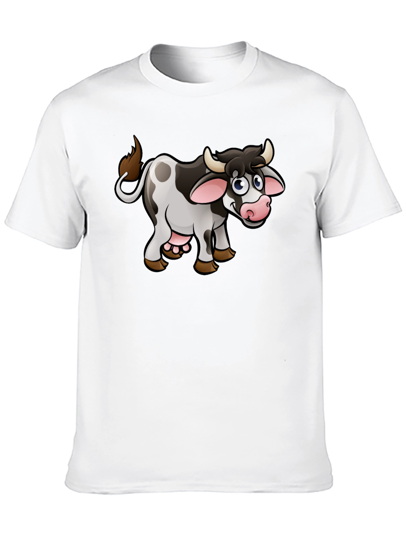 Black Cartoon Cow T-Shirt - Black Cotton Graphic Tee view 10