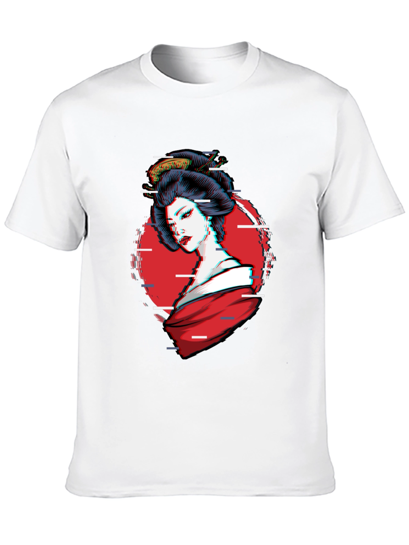 Black Geisha Glitch T-Shirt - Stylish Graphic Tee view 10
