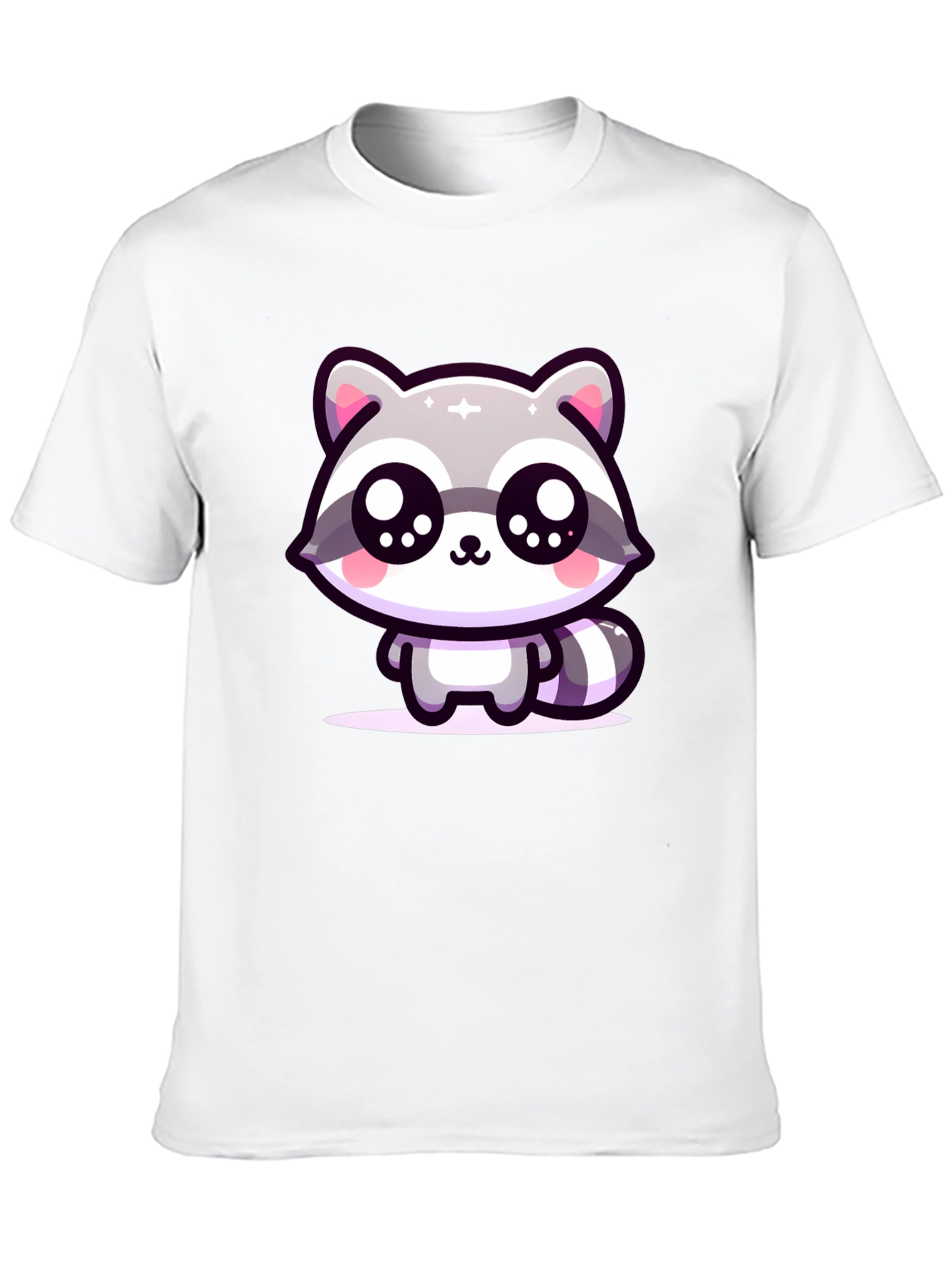 Black Cute Raccoon Graphic Black T-Shirt view 10