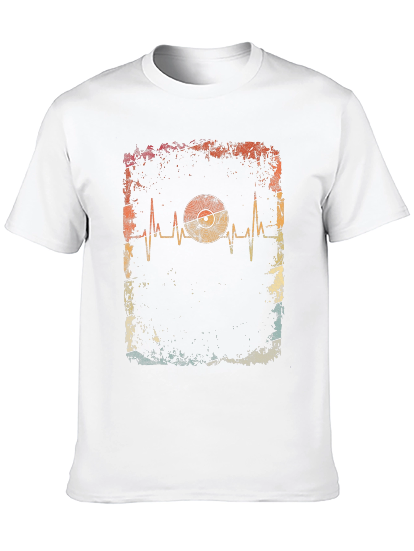 Black Vintage Vinyl Record Heartbeat T-Shirt view 10