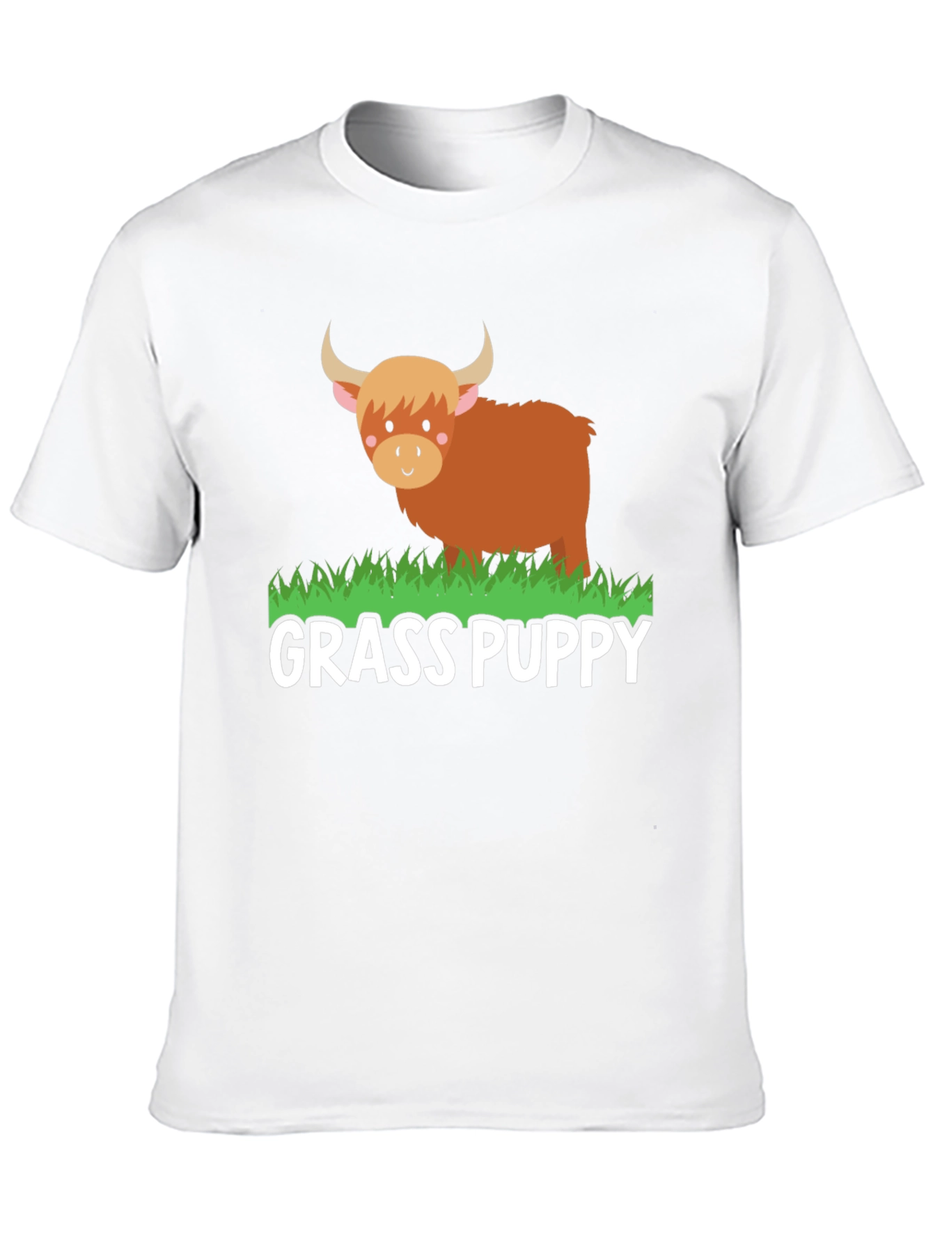 Black Grass Puppy Highland Cow Graphic Tee view 10