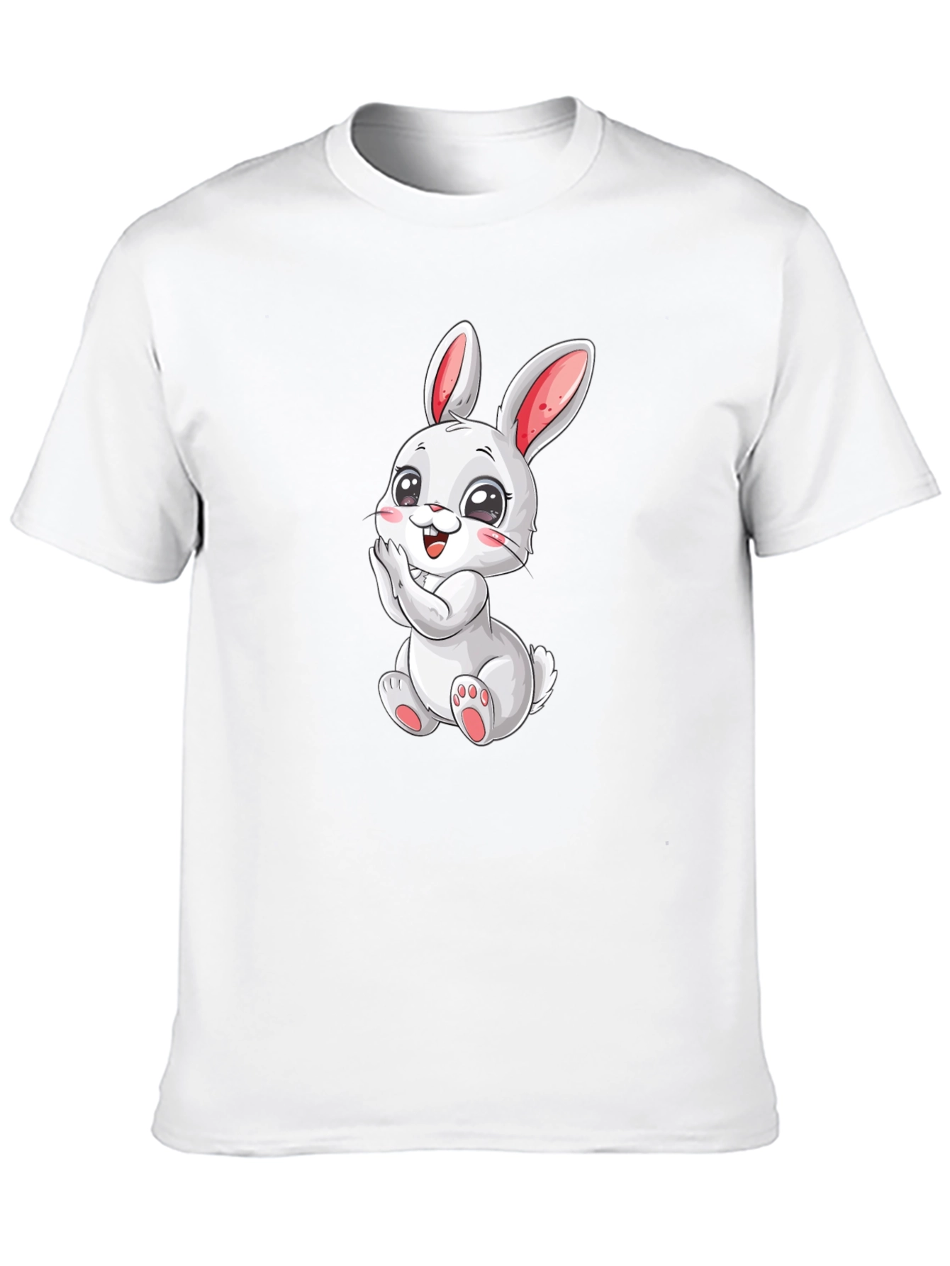 Black Cute Bunny Graphic Tee - Black Cotton Comfort view 10