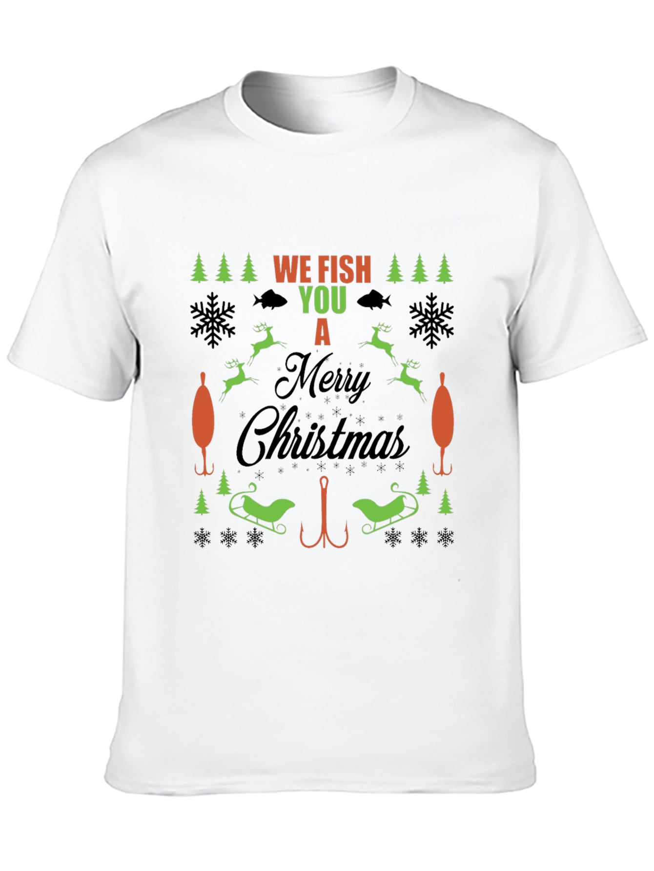 Black Funny Fishing Christmas T-Shirt view 10