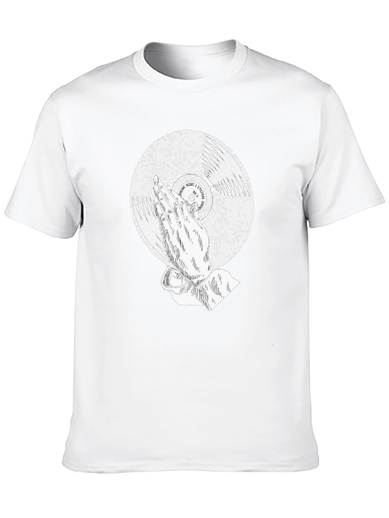 Black Black Graphic Tee: Praying Hands Record Design view 10