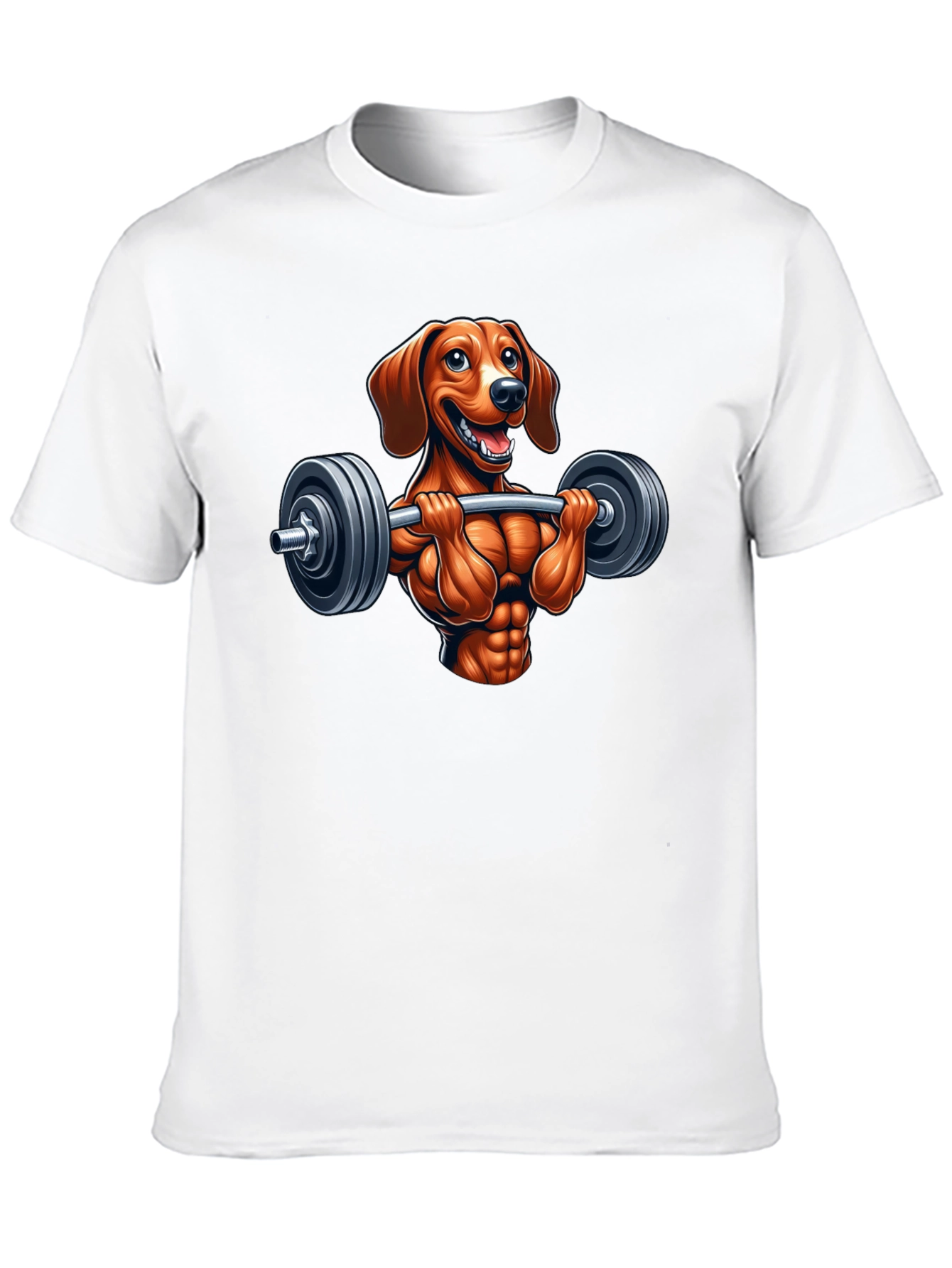 Black Dachshund Workout T-Shirt - Funny Dog Lifting Design view 10