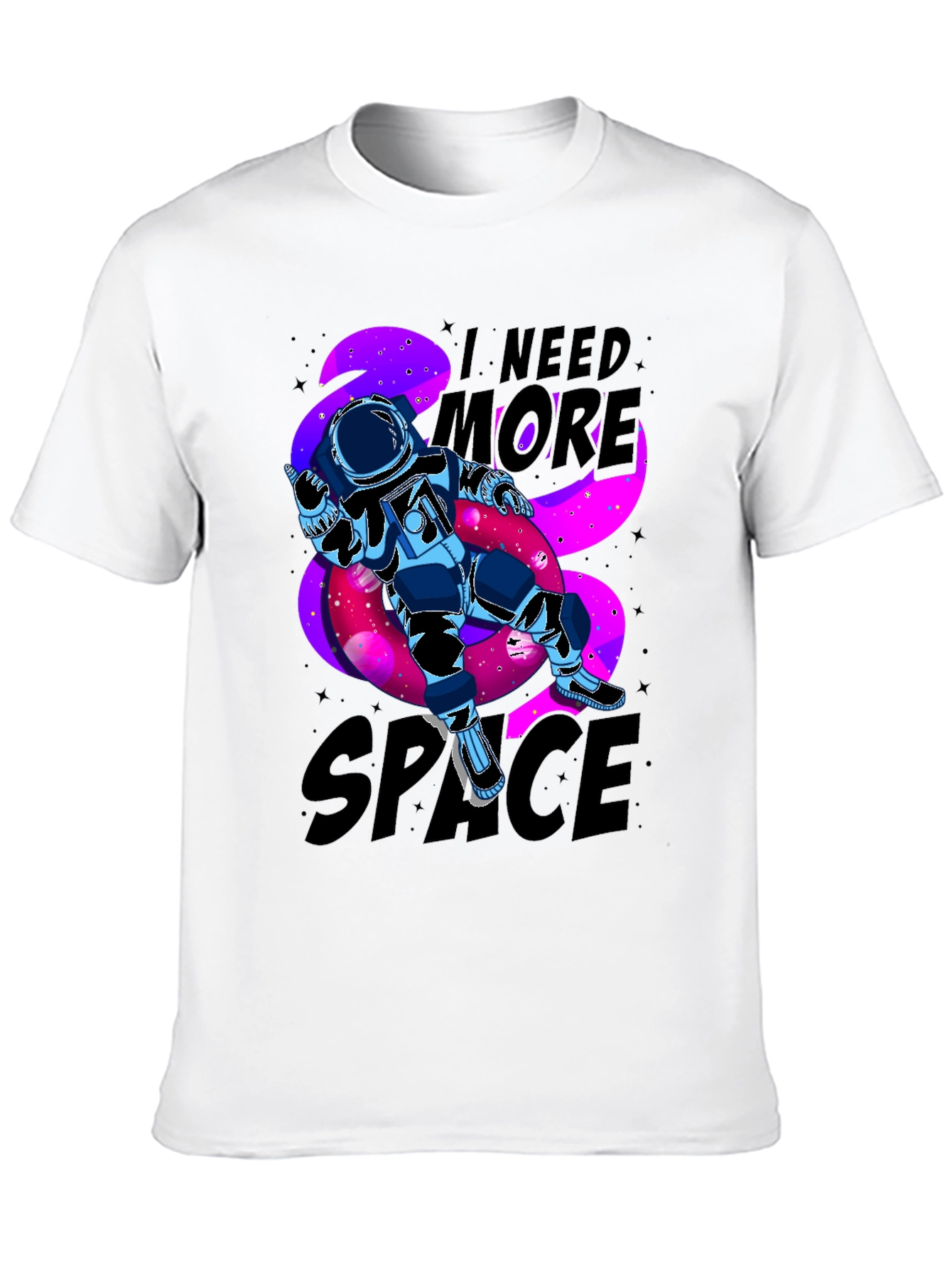 Black I Need More Space Astronaut Graphic T-Shirt view 10