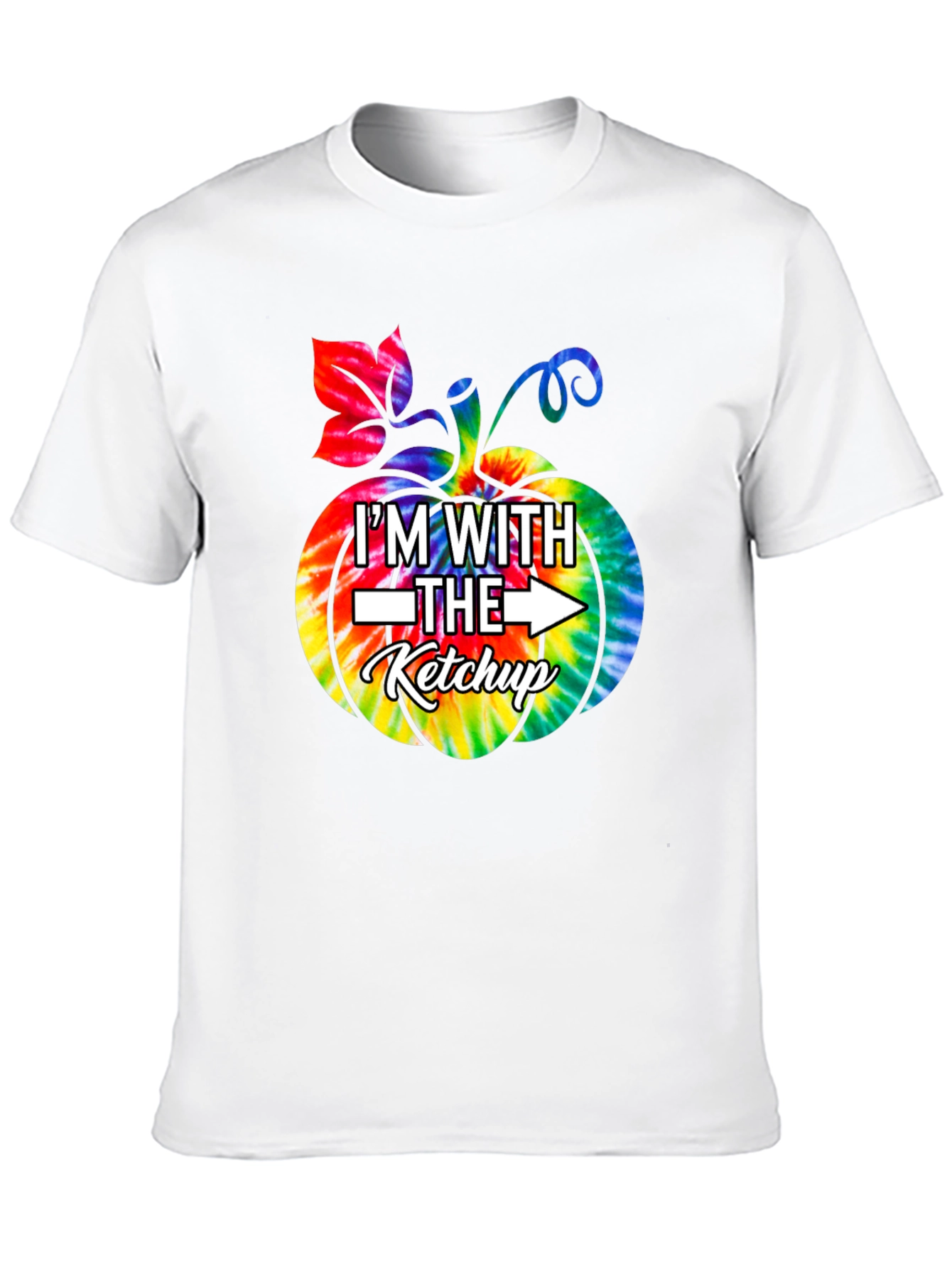 Black I'm With The Ketchup Tie Dye Pumpkin Graphic T-Shirt view 10