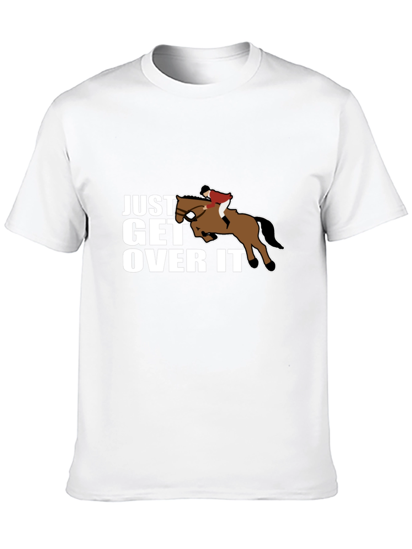 Black Just Get Over It Horse Riding Graphic Tee view 10