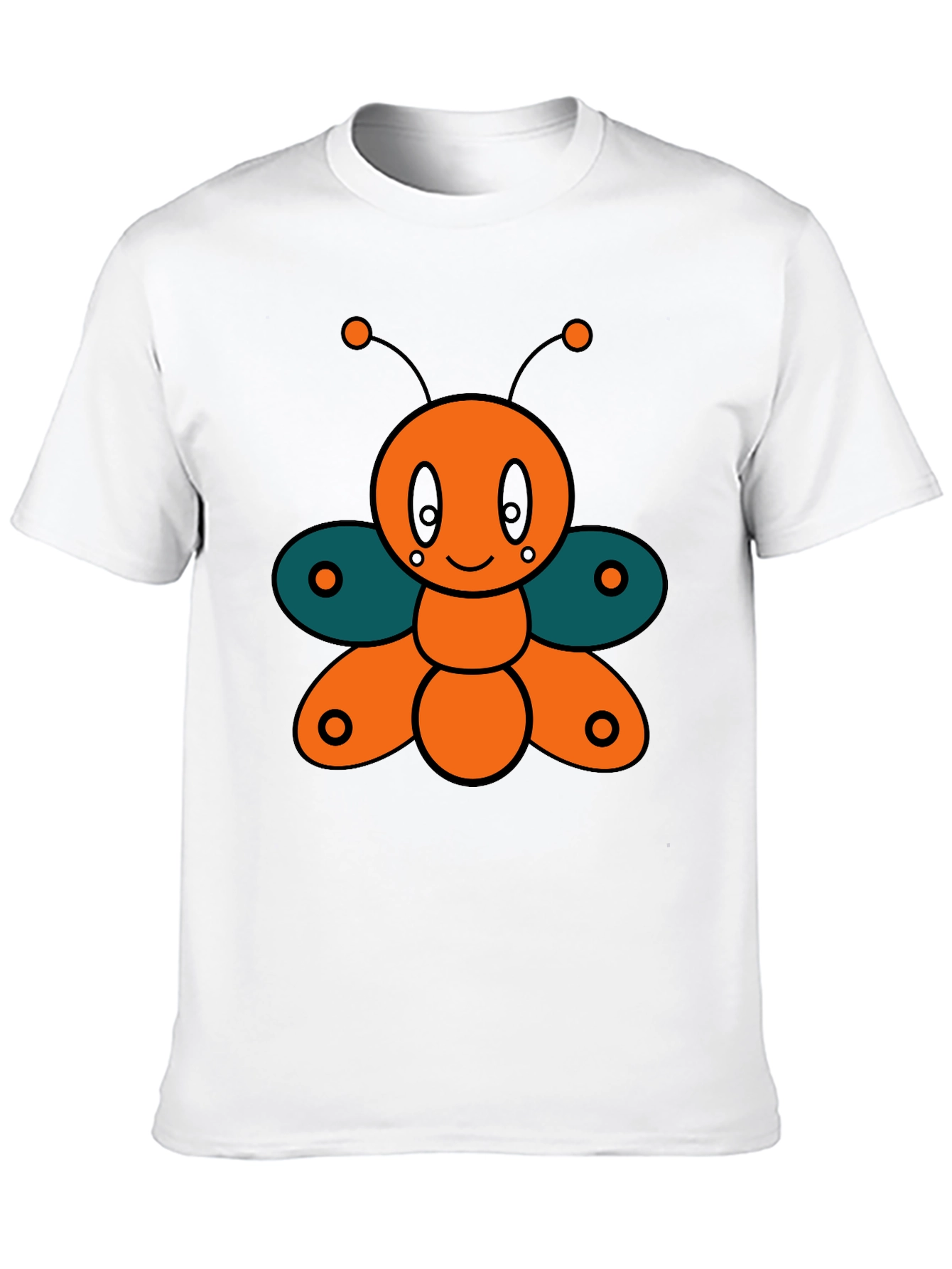 Black Cute Cartoon Butterfly Graphic Tee - Black view 10