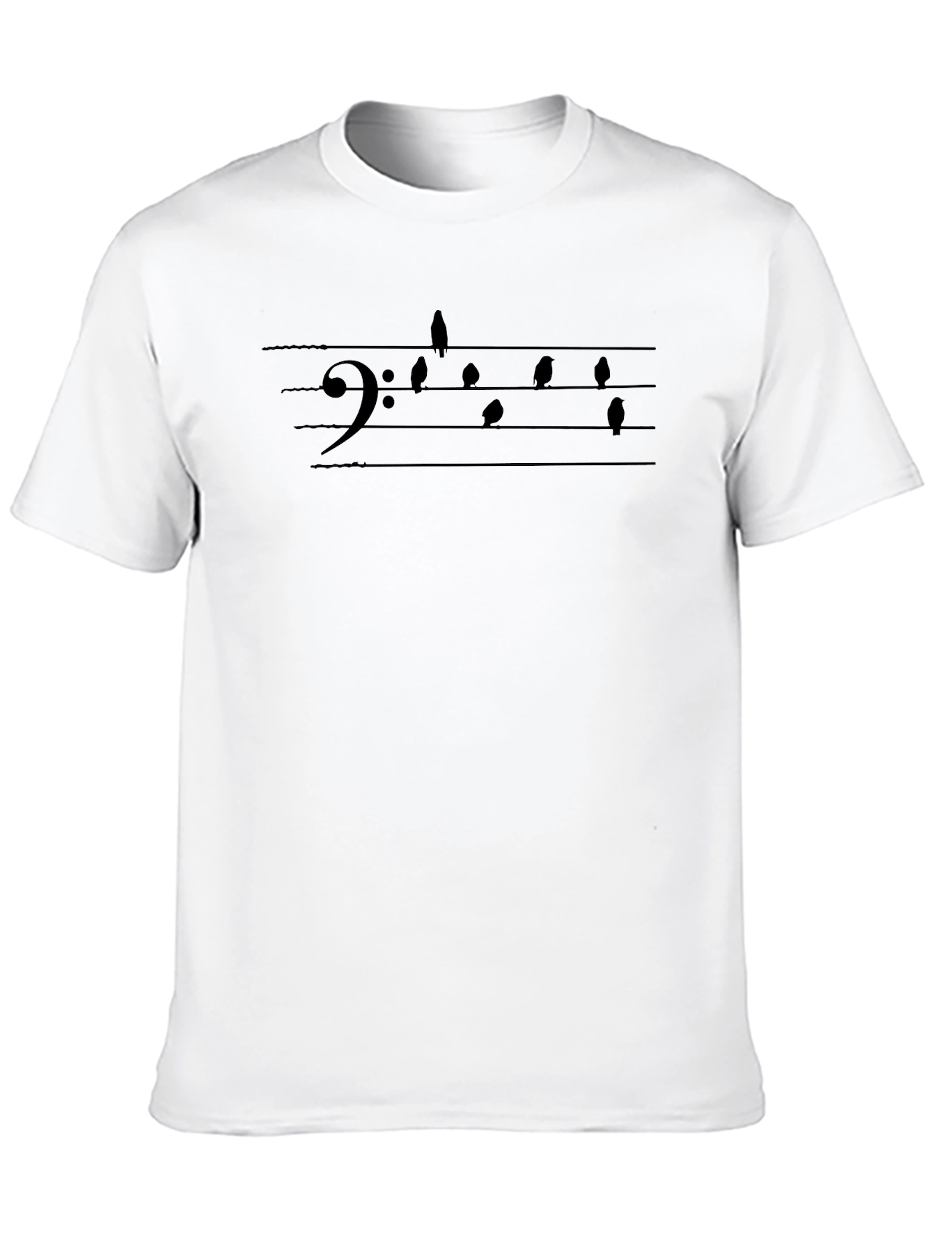 Black Music Note Birds Black T-Shirt view 10
